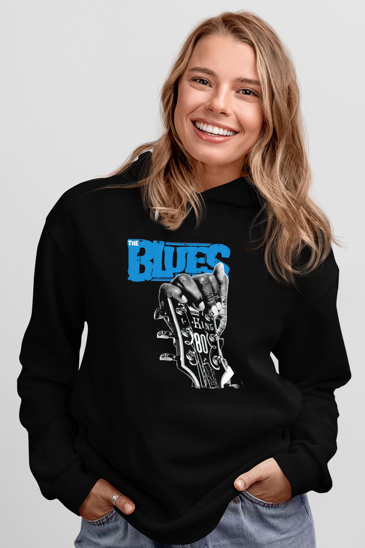 B.B. King Siyah Unisex Kapüşonlu Sweatshirt
