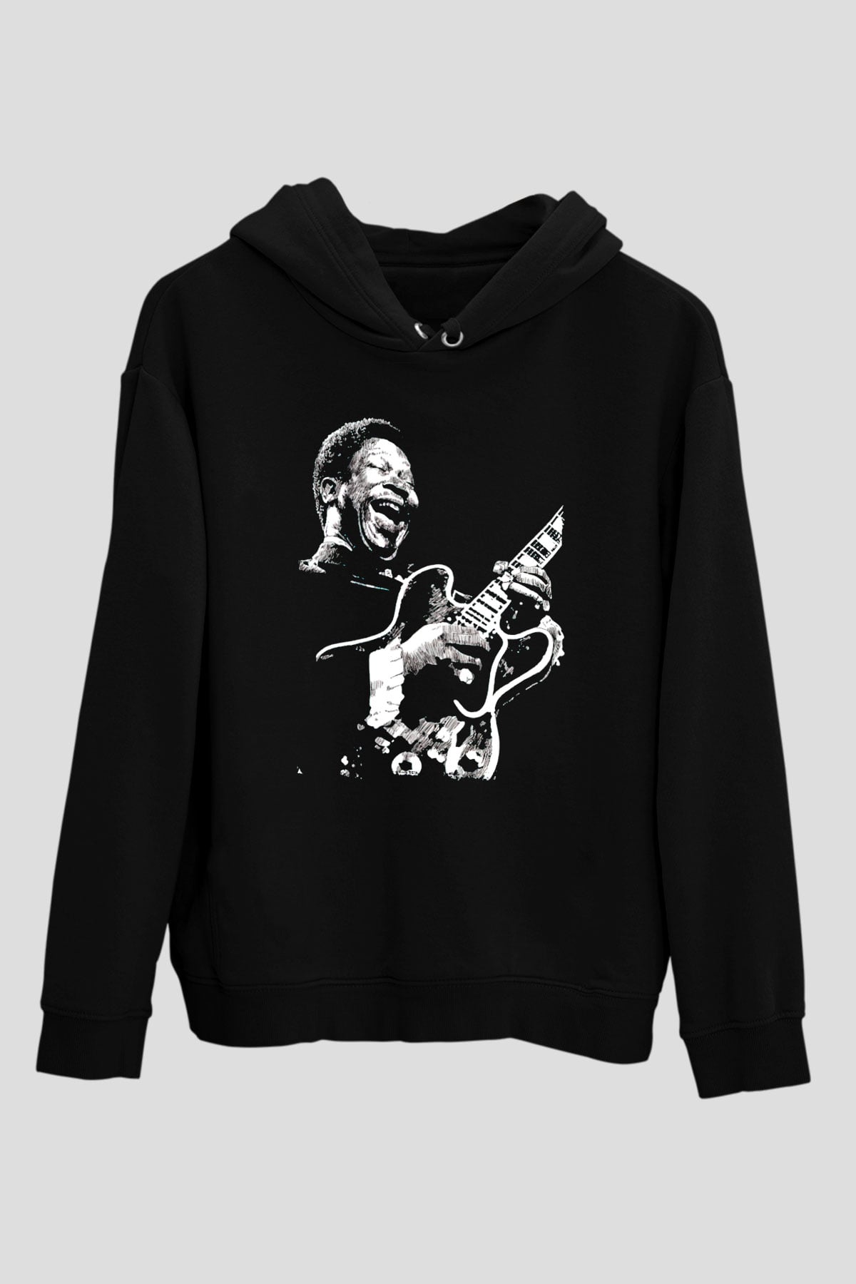 B.B. King Siyah Unisex Kapüşonlu Sweatshirt