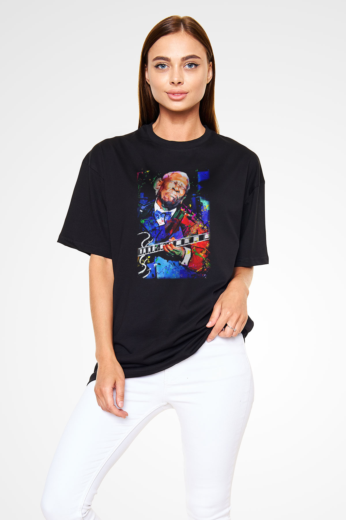 B.B. King Siyah Unisex Oversize Tişört T-Shirt