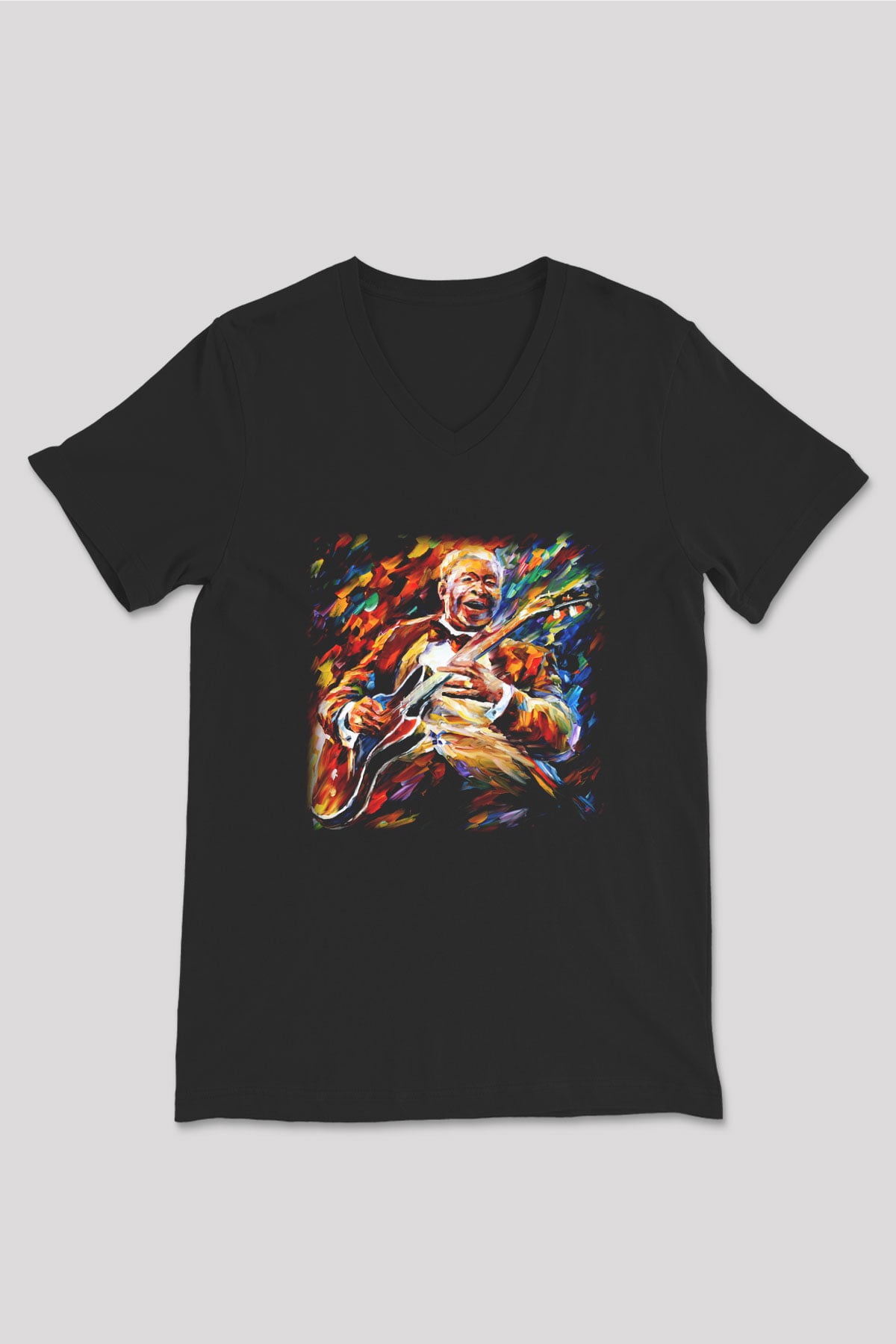 B.B. King Siyah Unisex V Yaka Tişört T-Shirt