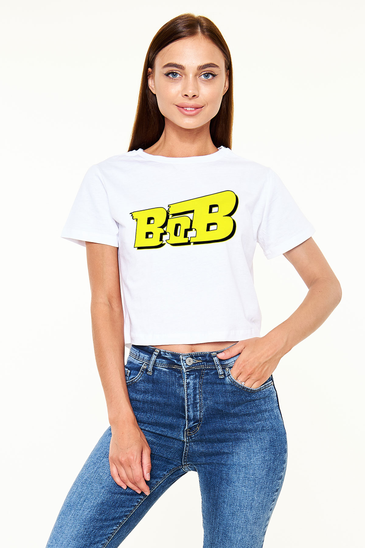 B.o.B Beyaz Croptop Tişört