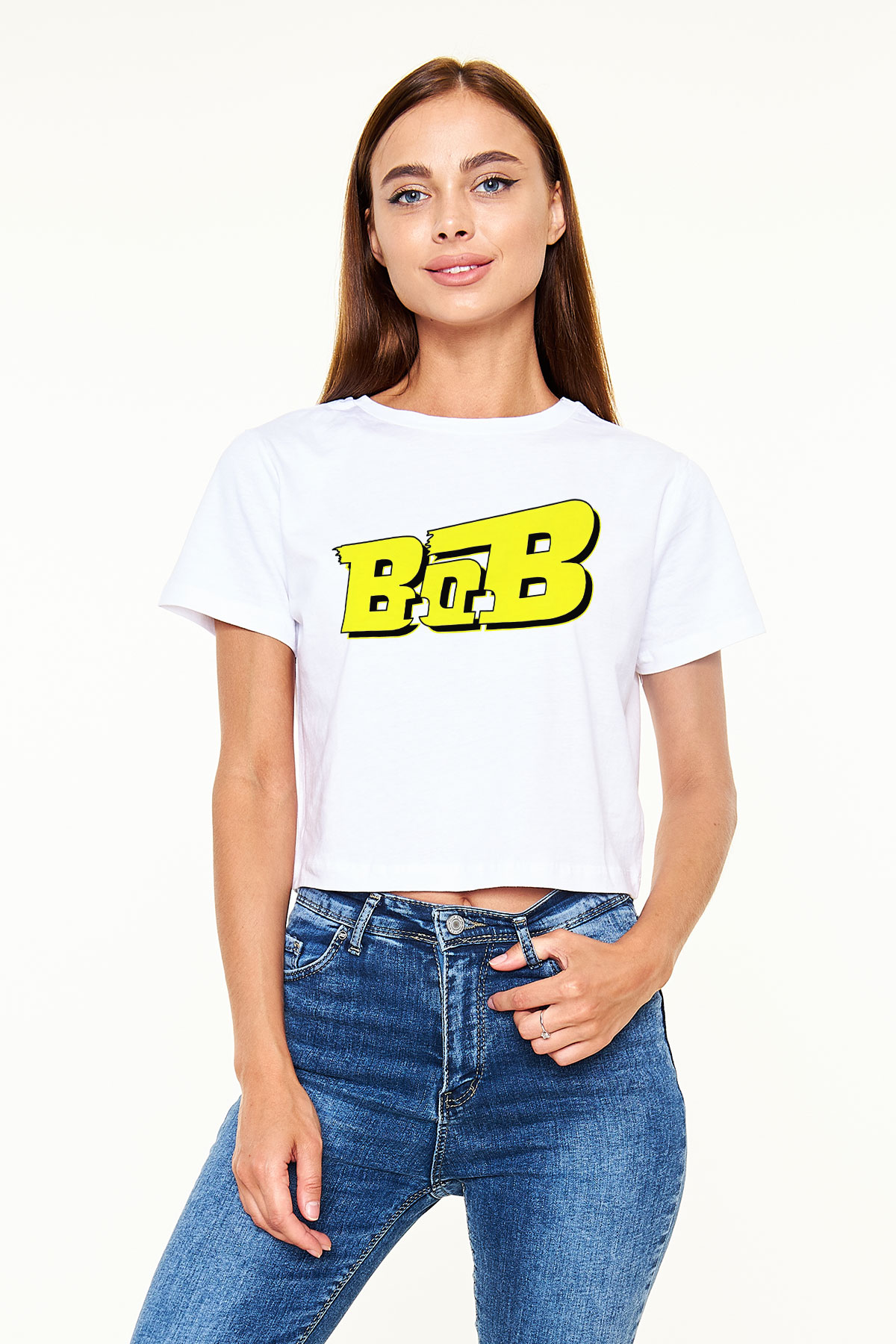 B.o.B Beyaz Croptop Tişört