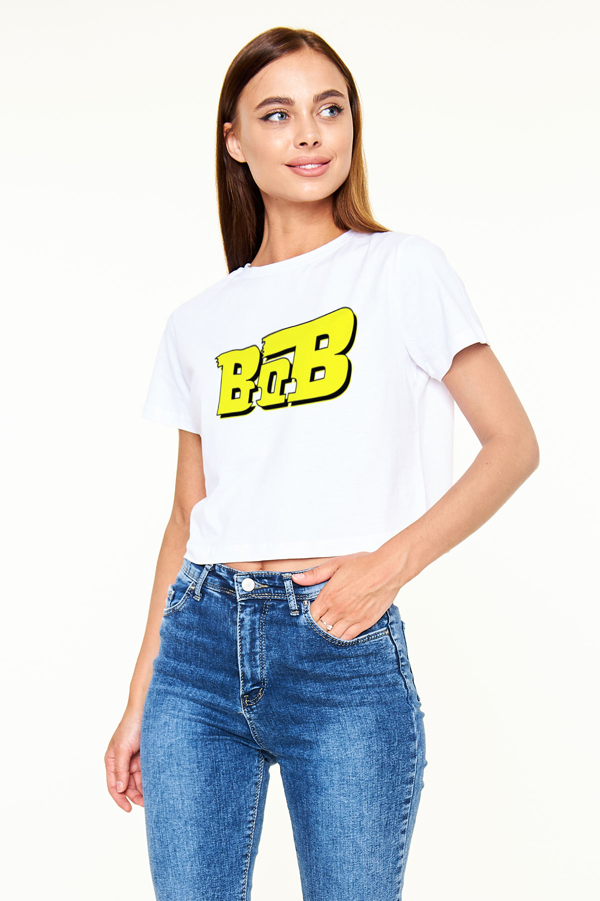 B.o.B Beyaz Croptop Tişört