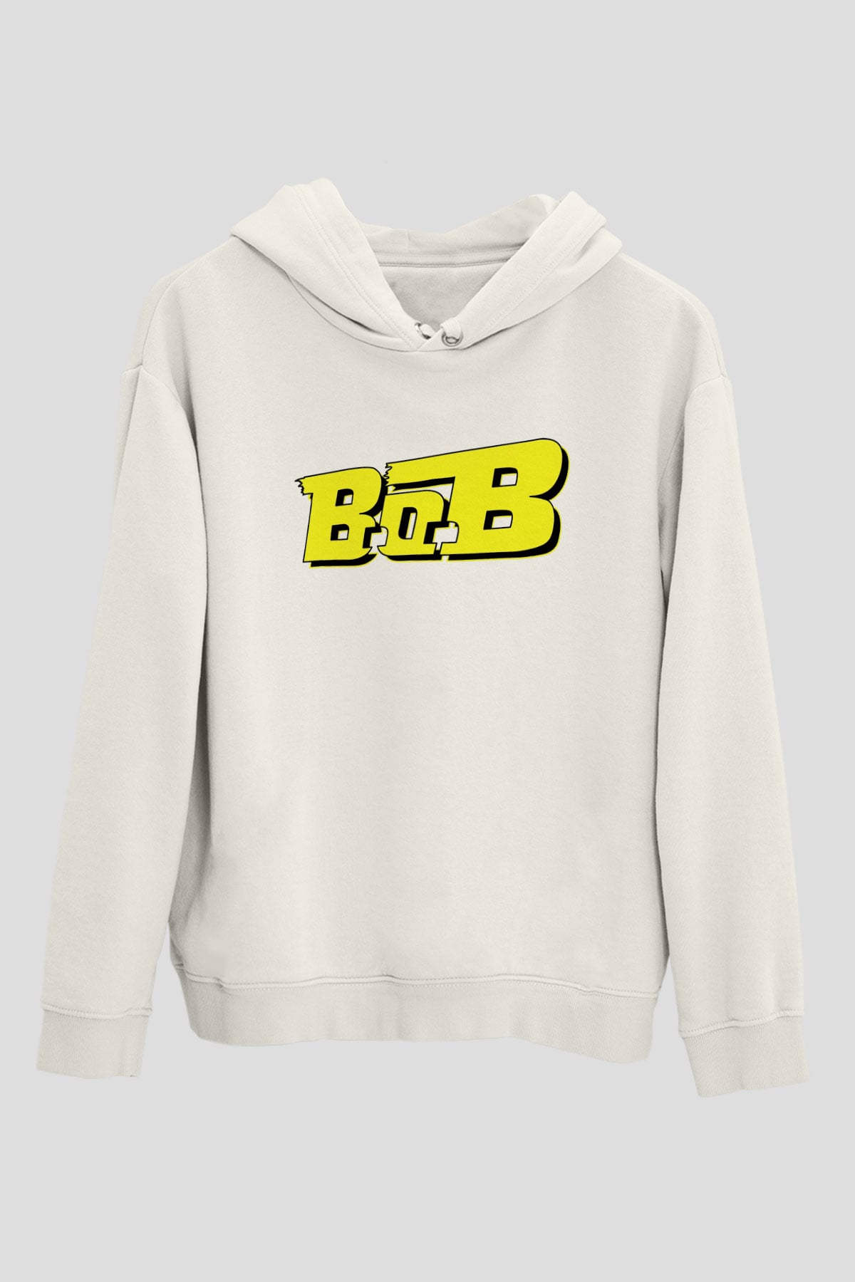 B.o.B Beyaz Unisex Kapşonlu Sweatshirt