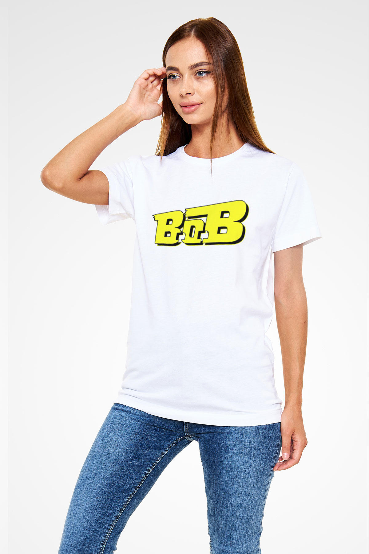B.o.B Beyaz Unisex Tişört T-Shirt - TişörtFabrikası