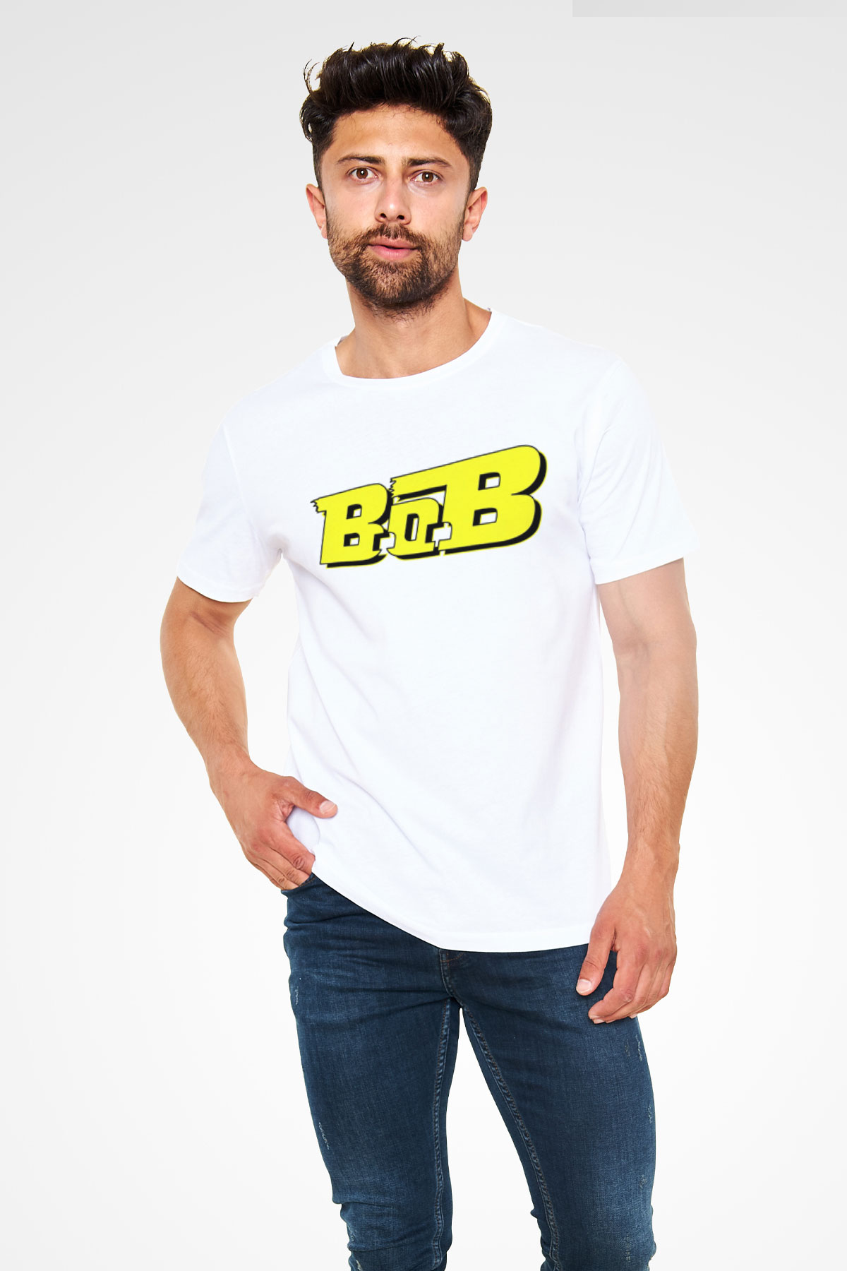 B.o.B Beyaz Unisex Tişört T-Shirt - TişörtFabrikası