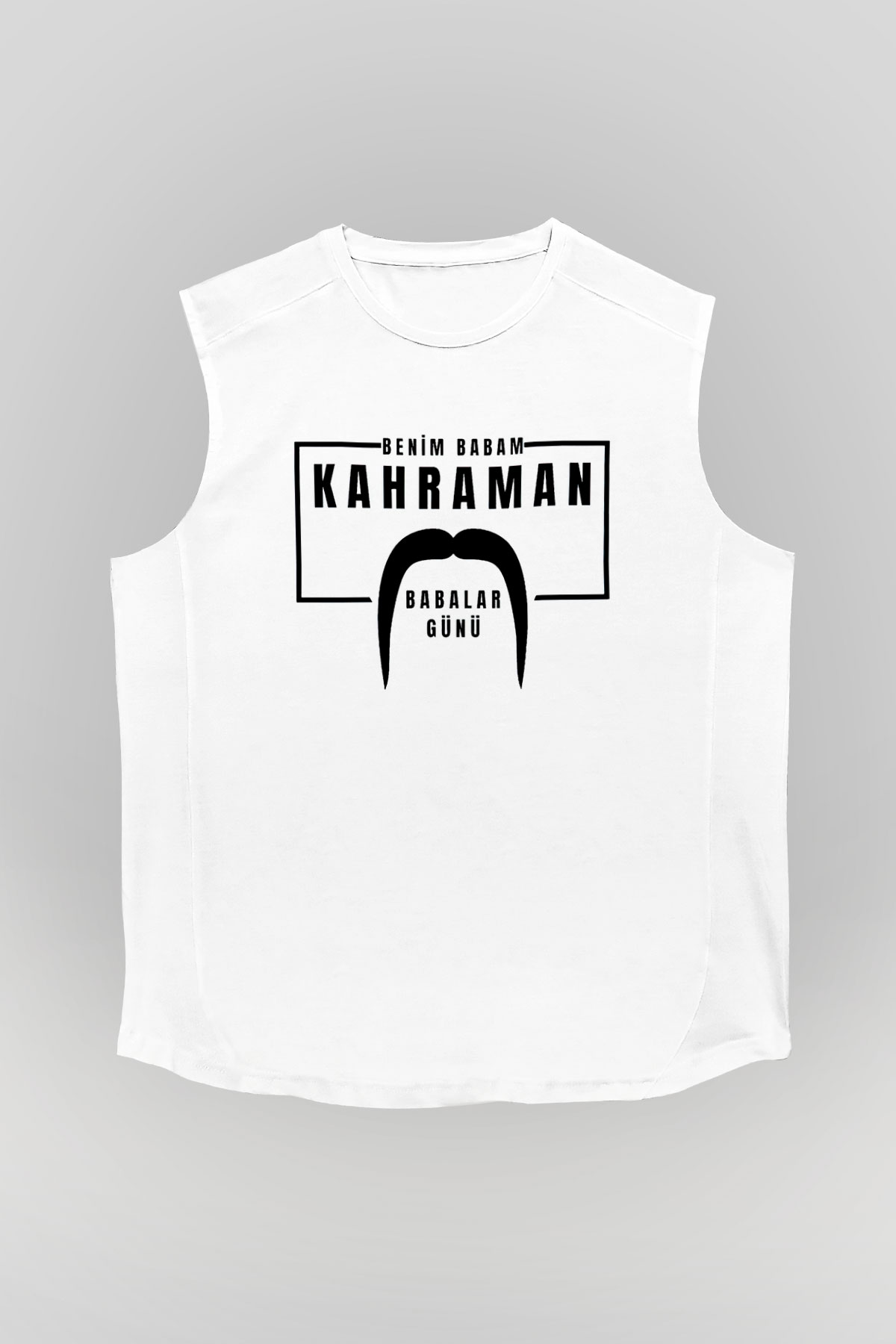 Babalar Günü Baskılı Beyaz Unisex Kolsuz Tişört - Tshirt