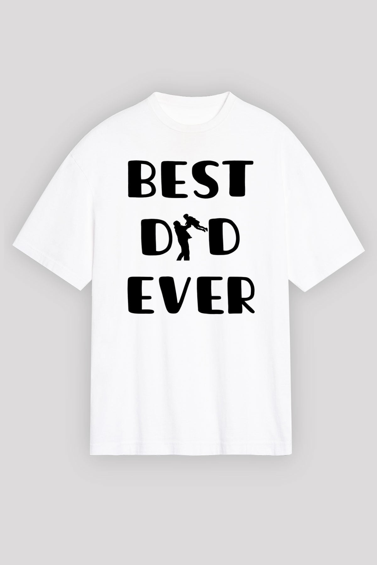 Babalar Günü Baskılı Beyaz Unisex Oversize Tişört - Tshirt