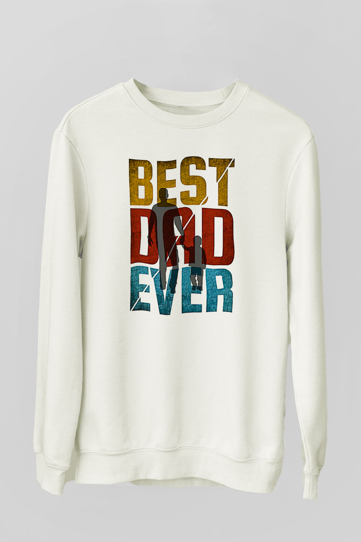 Babalar Günü Baskılı Beyaz Unisex Sweatshirt