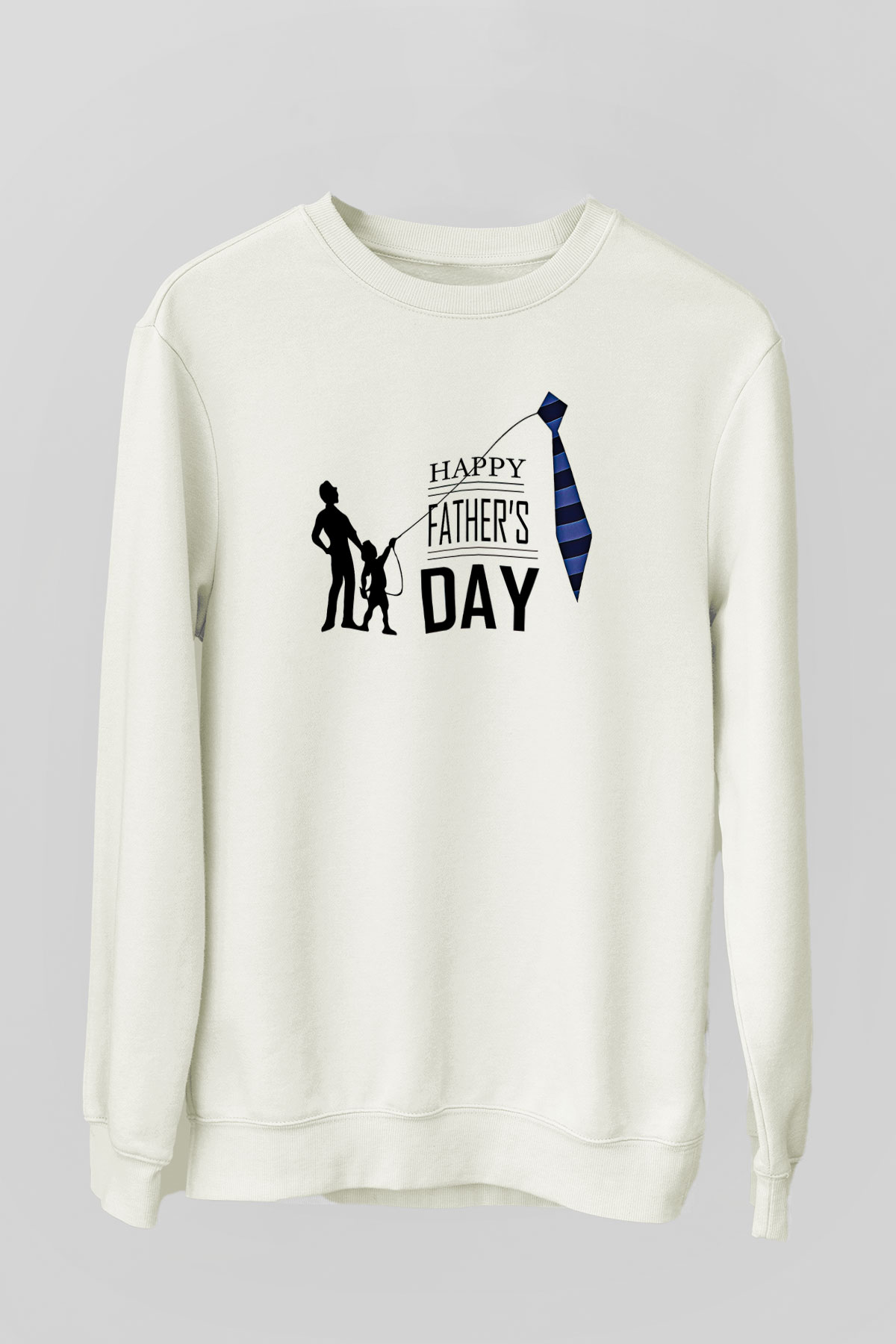 Babalar Günü Baskılı Beyaz Unisex Sweatshirt
