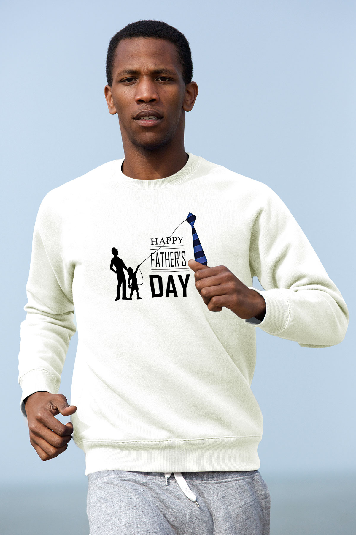 Babalar Günü Baskılı Beyaz Unisex Sweatshirt