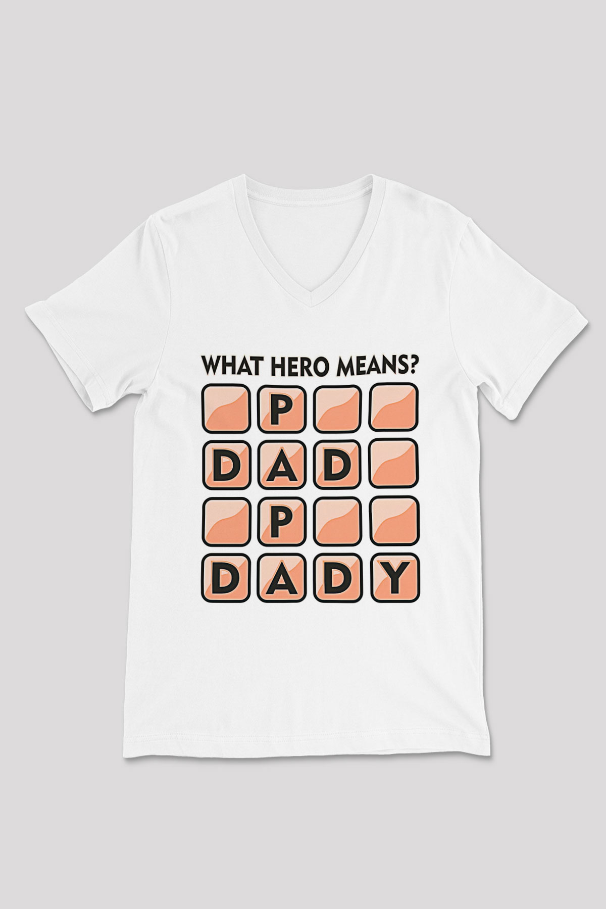 Babalar Günü Baskılı Beyaz Unisex V Yaka Tişört - Tshirt