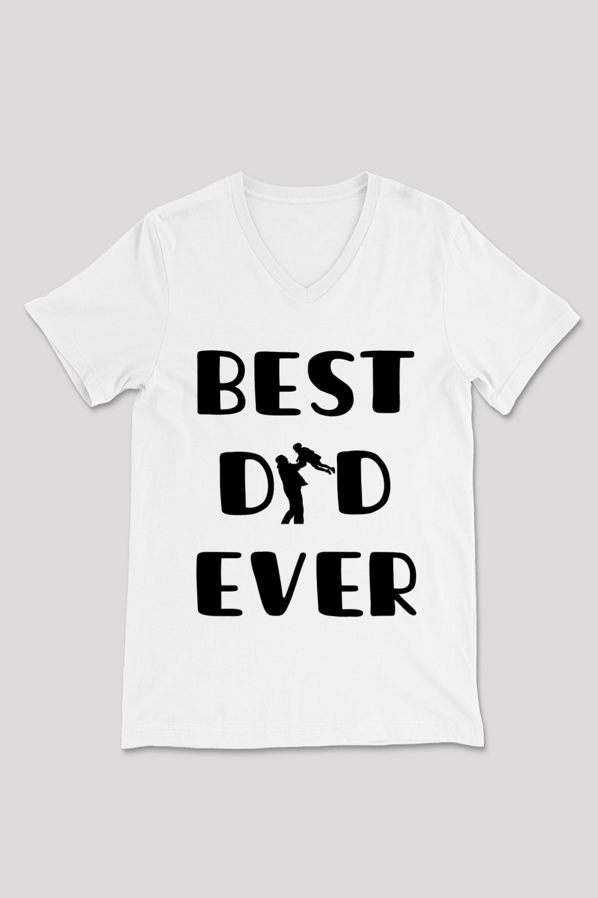 Babalar Günü Baskılı Beyaz Unisex V Yaka Tişört - Tshirt