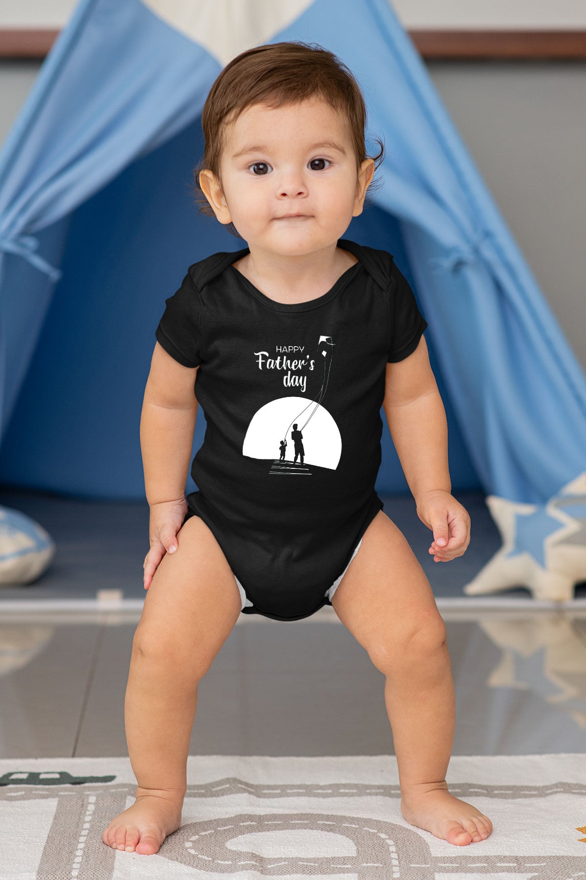 Babalar Günü Baskılı Unisex Siyah Bebek Body - Zıbın