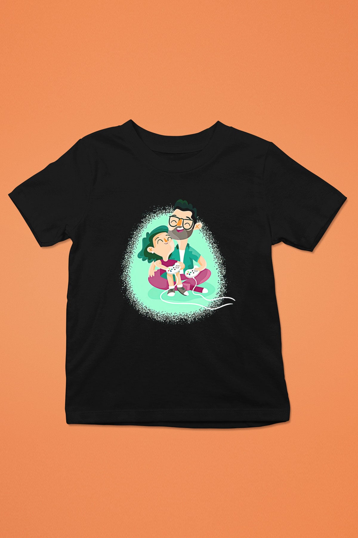 Babalar Günü Baskılı Unisex Siyah Çocuk Tişört - Tshirt