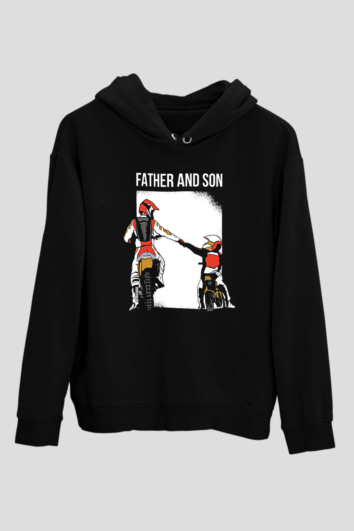 Babalar Günü Baskılı Unisex Siyah Hoodie