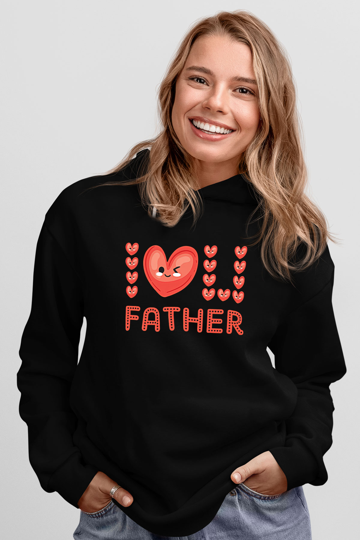 Babalar Günü Baskılı Unisex Siyah Hoodie
