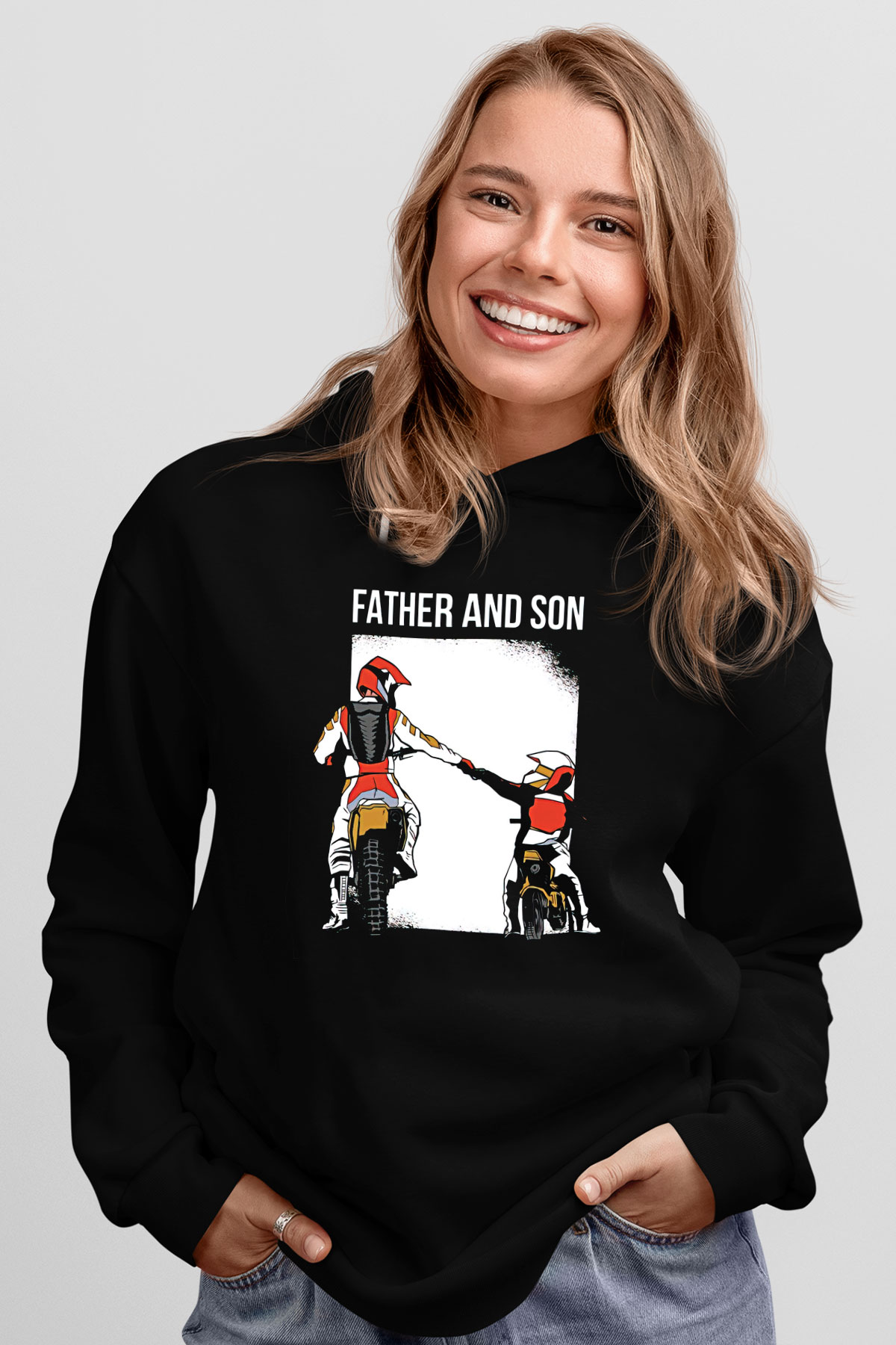 Babalar Günü Baskılı Unisex Siyah Hoodie
