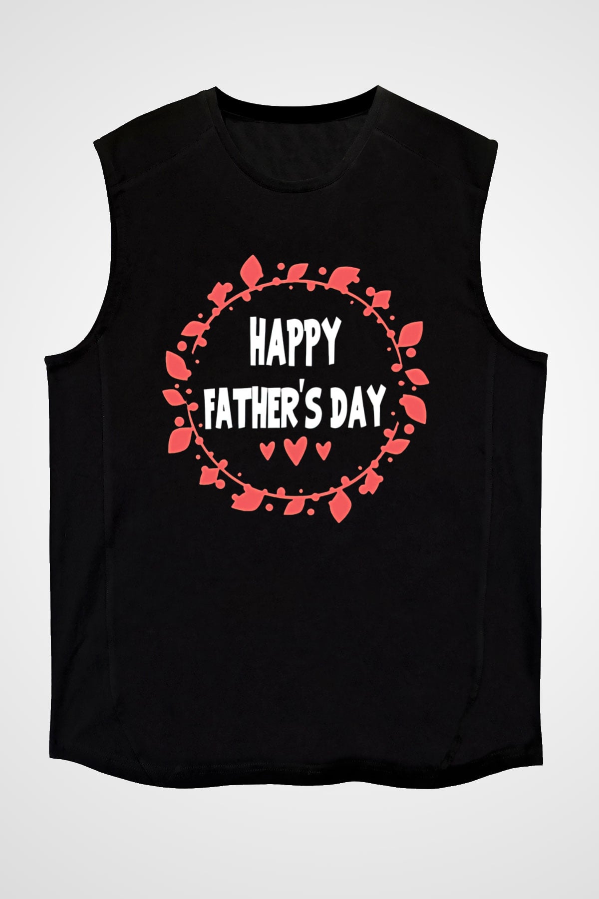 Babalar Günü Baskılı Unisex Siyah Kolsuz Tişört - Tshirt