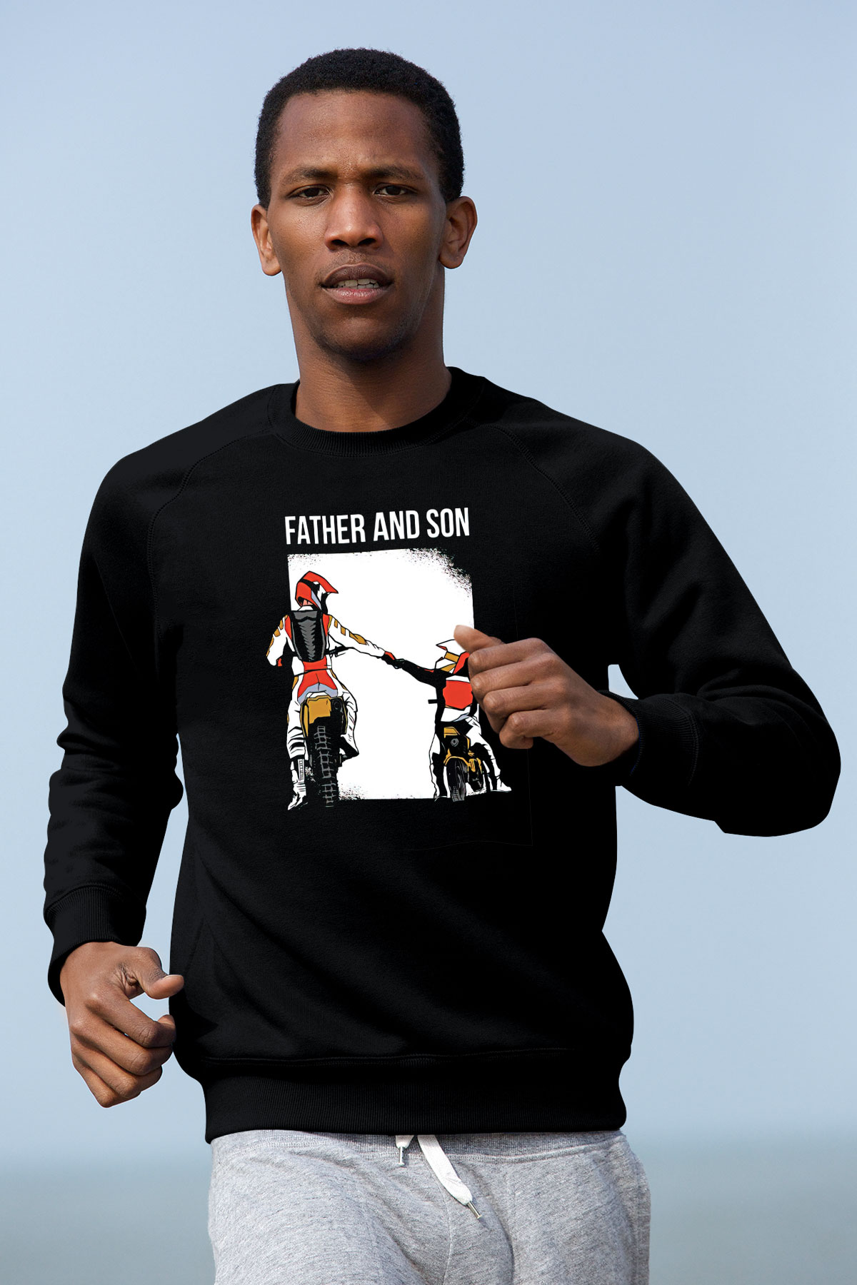 Babalar Günü Baskılı Unisex Siyah Sweatshirt