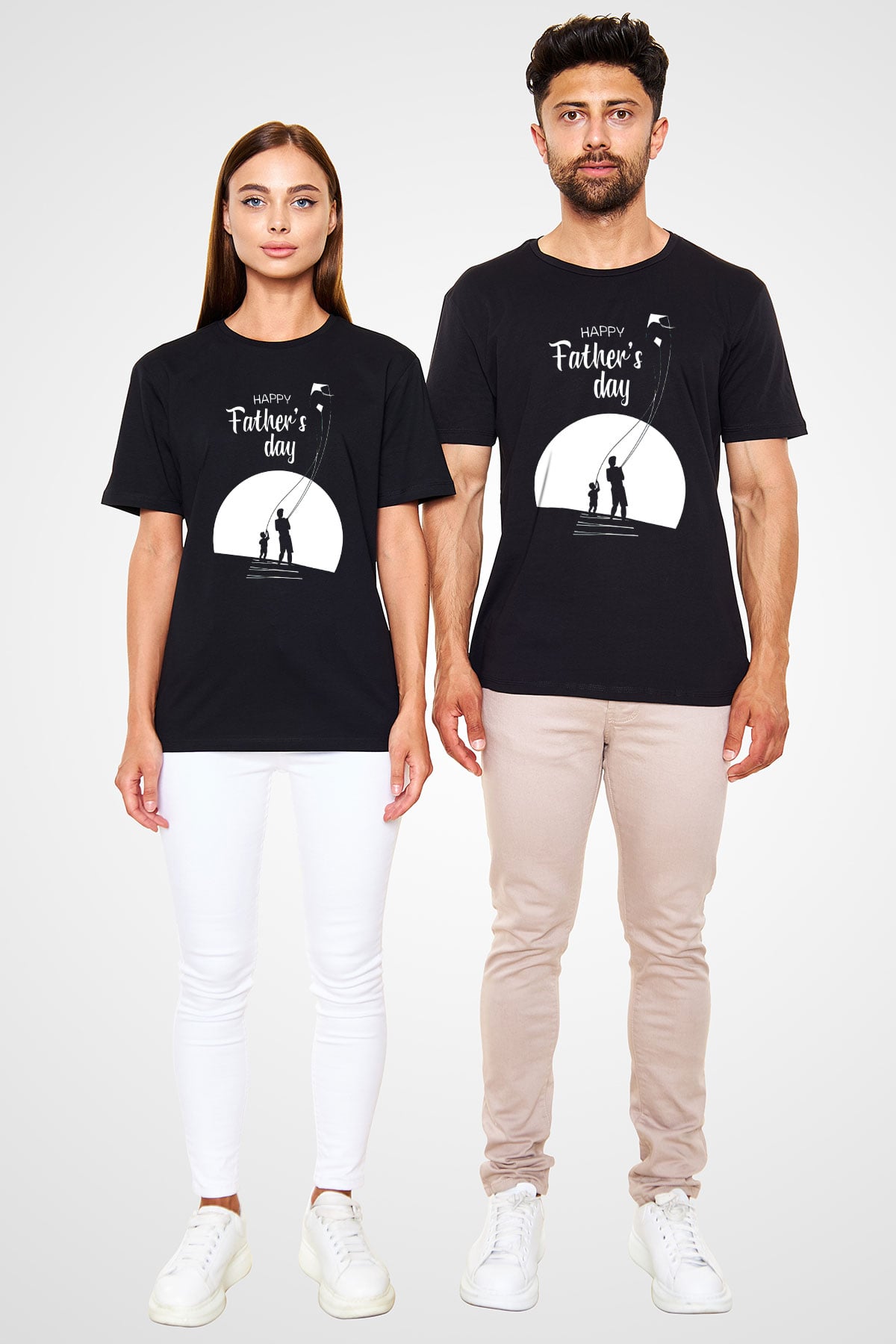 Babalar Günü Baskılı Unisex Siyah Tişört - Tshirt