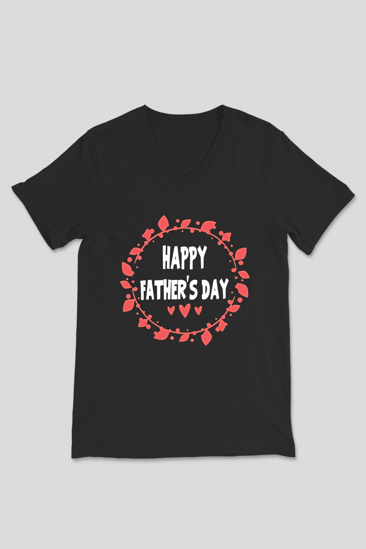 Babalar Günü Baskılı Unisex Siyah V Yaka Tişört - Tshirt