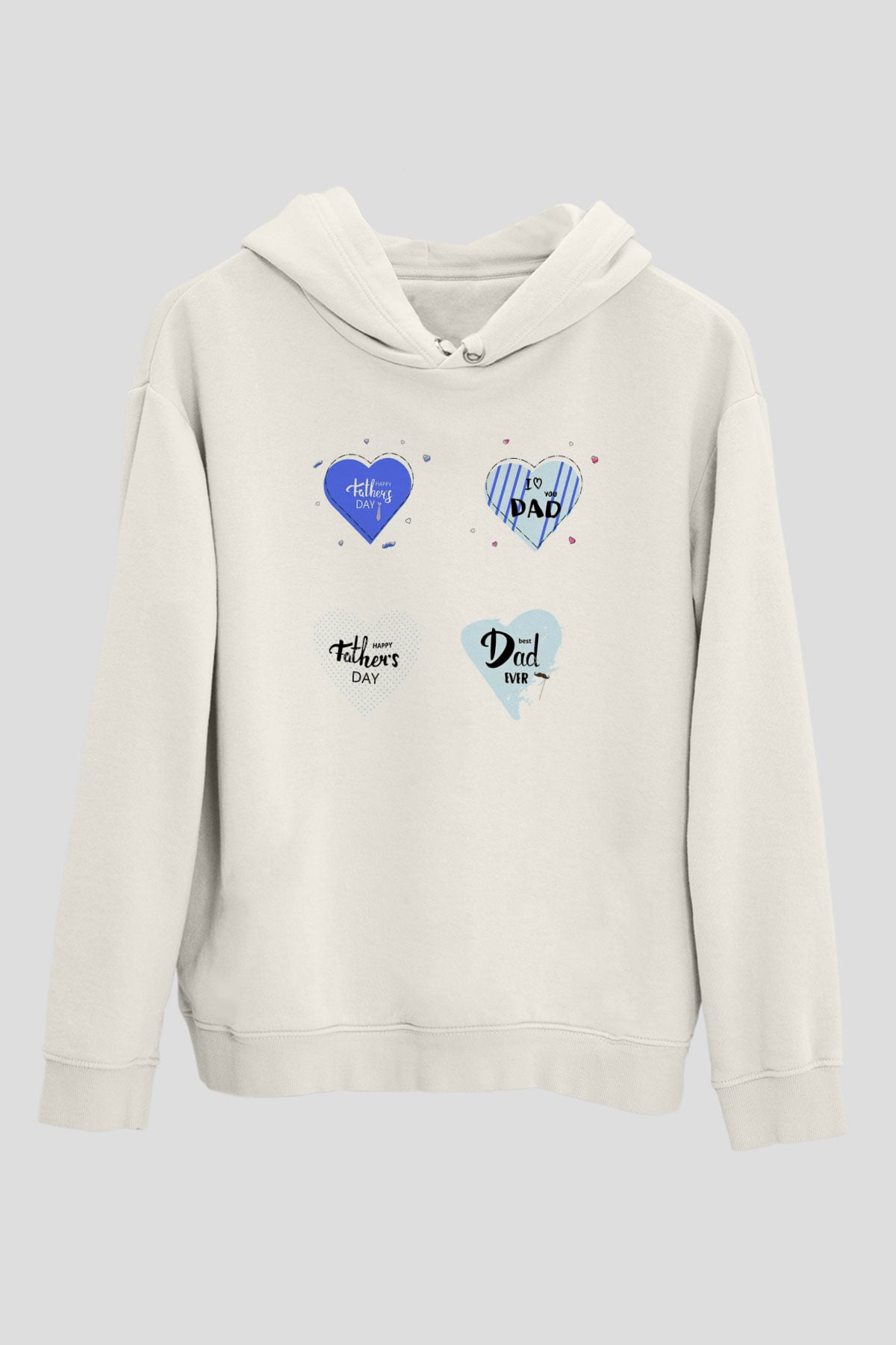 Babalar Günü Beyaz Unisex Kapşonlu Sweatshirt