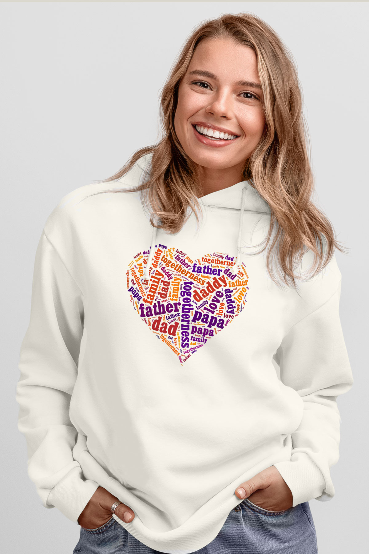 Babalar Günü Beyaz Unisex Kapşonlu Sweatshirt