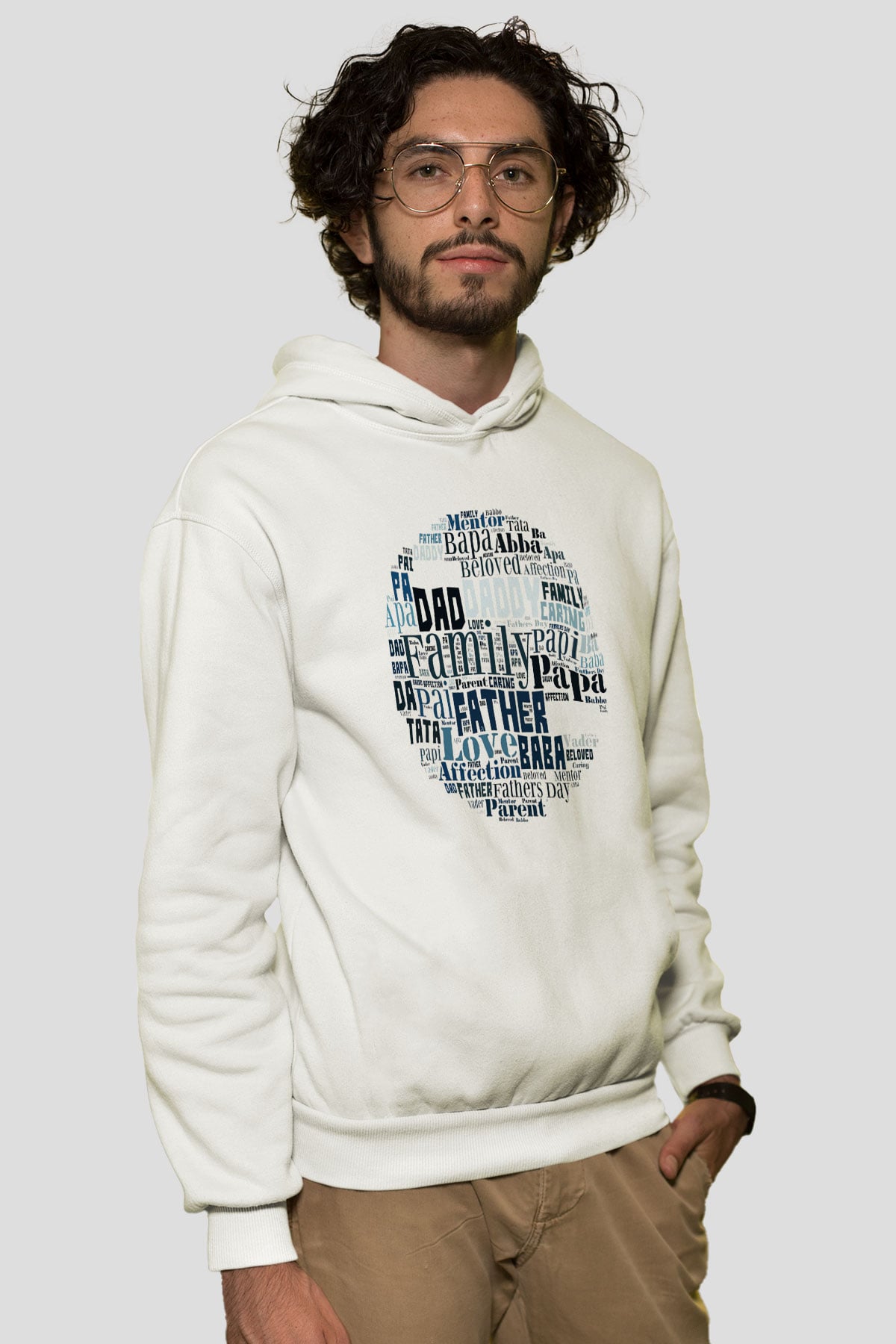 Babalar Günü Beyaz Unisex Kapşonlu Sweatshirt