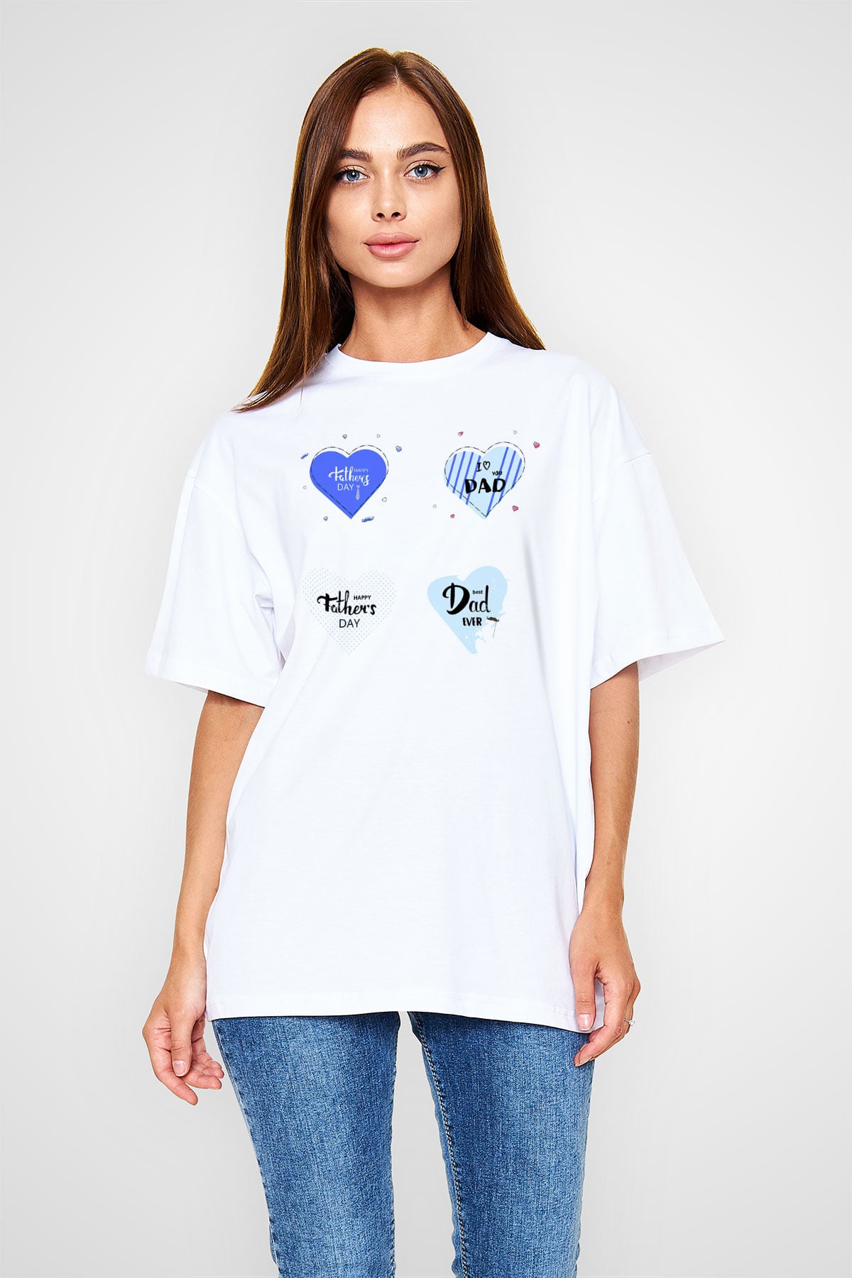 Babalar Günü Beyaz Unisex Oversize Tişört T-Shirt