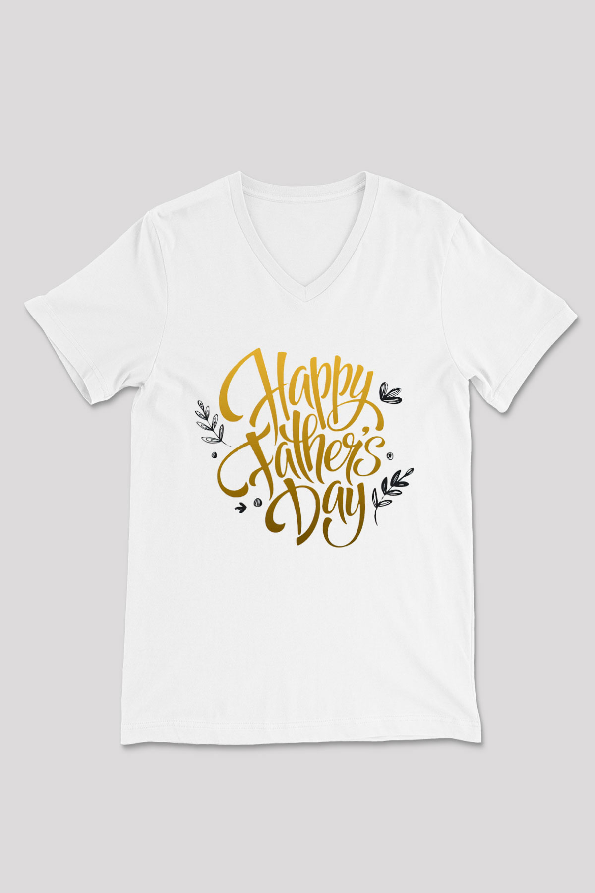 Babalar Günü Beyaz Unisex V Yaka Tişört T-Shirt