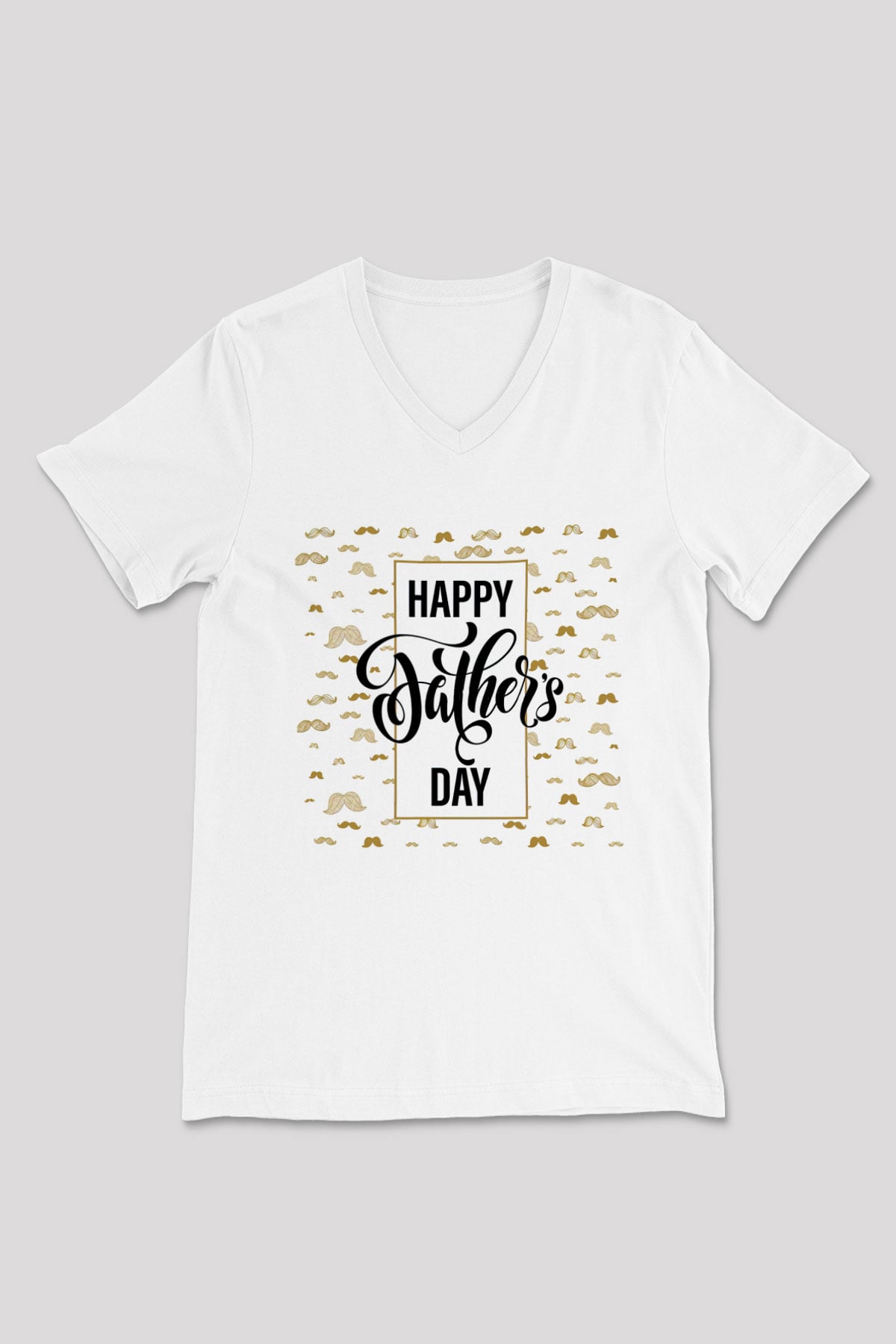 Babalar Günü Beyaz Unisex V Yaka Tişört T-Shirt