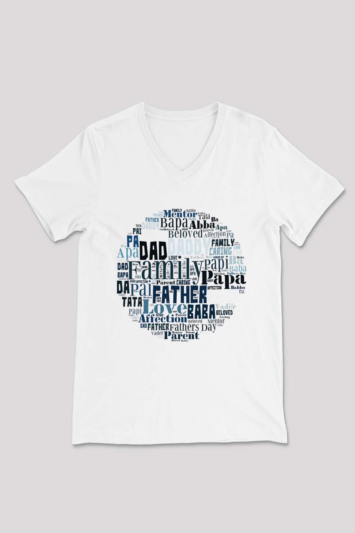 Babalar Günü Beyaz Unisex V Yaka Tişört T-Shirt