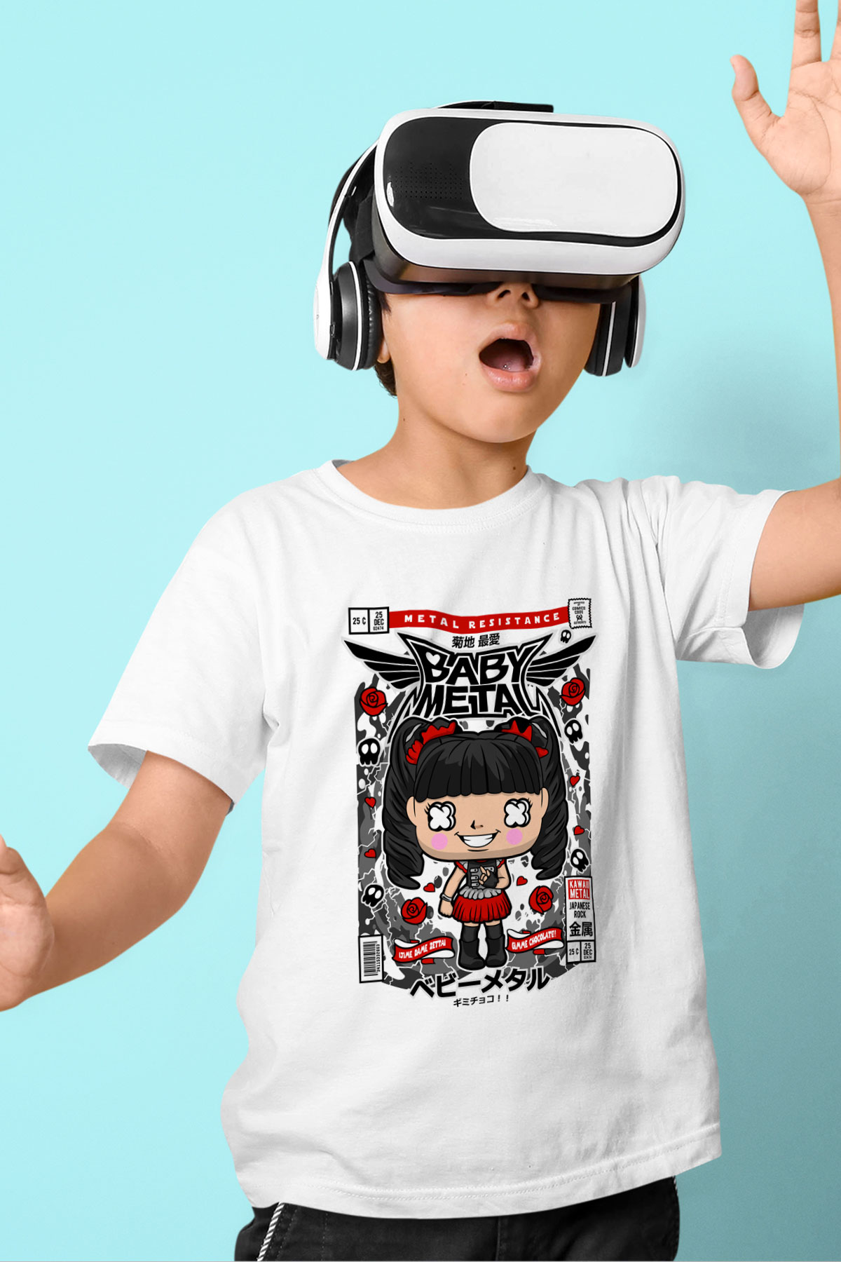 Baby Metal Baskılı Unisex Beyaz Çocuk Tişört