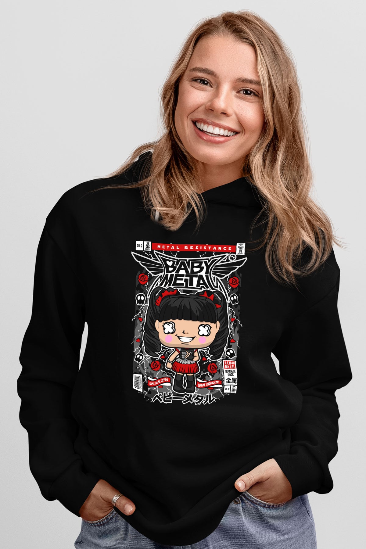Baby Metal Baskılı Unisex Siyah Hoodie