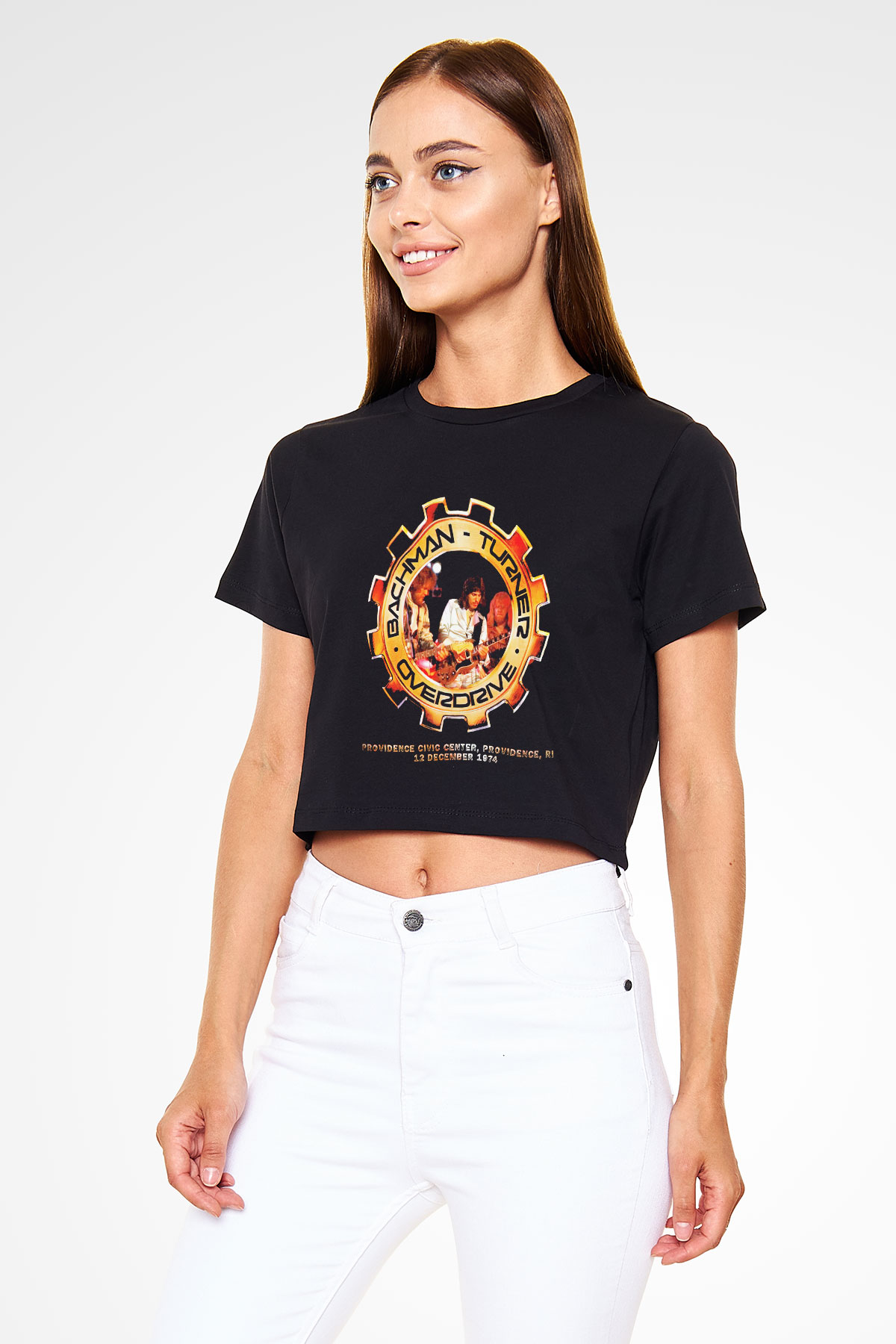 Bachman-Turner Overdrive Siyah Crop Top Tişört