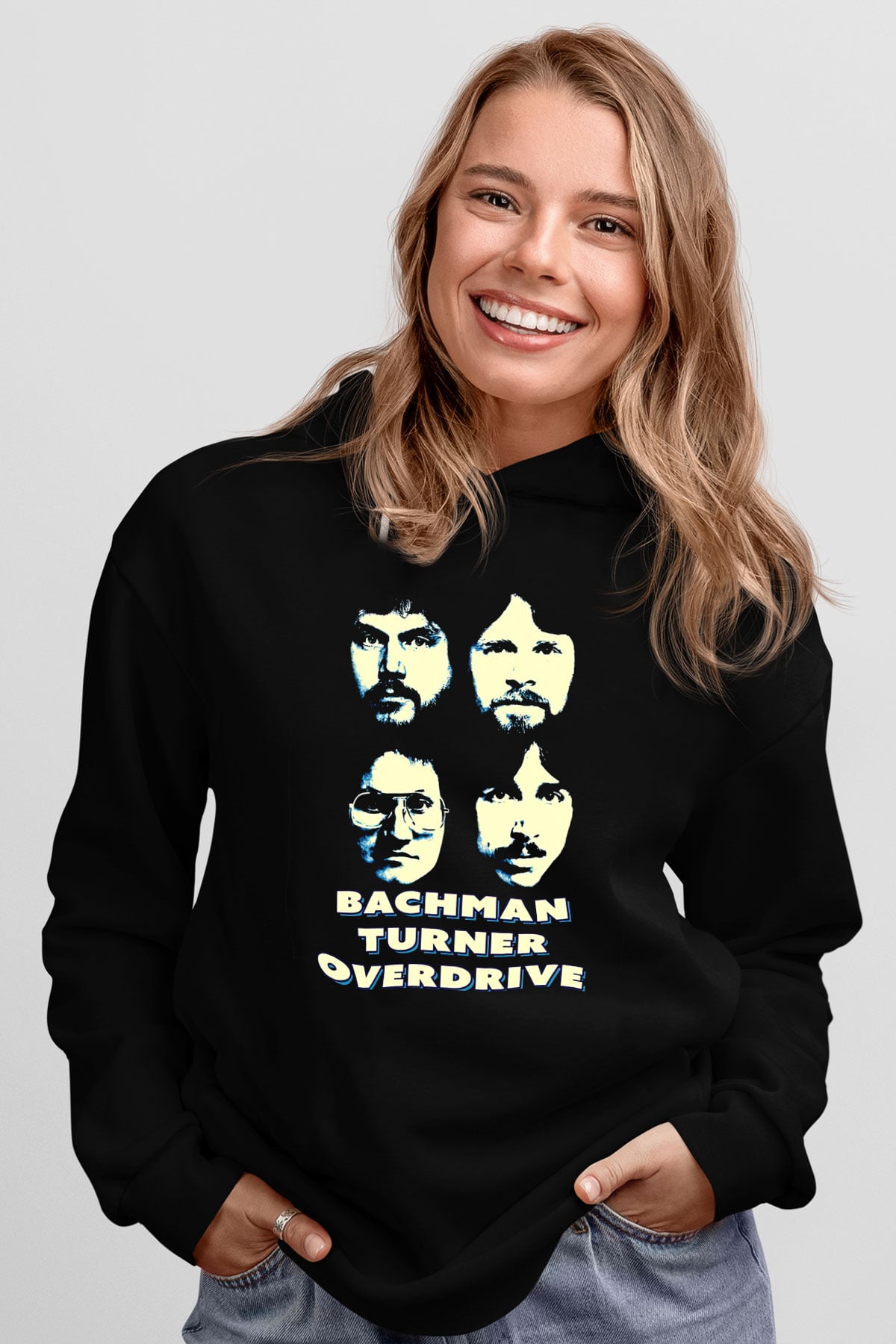 Bachman-Turner Overdrive Siyah Unisex Kapüşonlu Sweatshirt