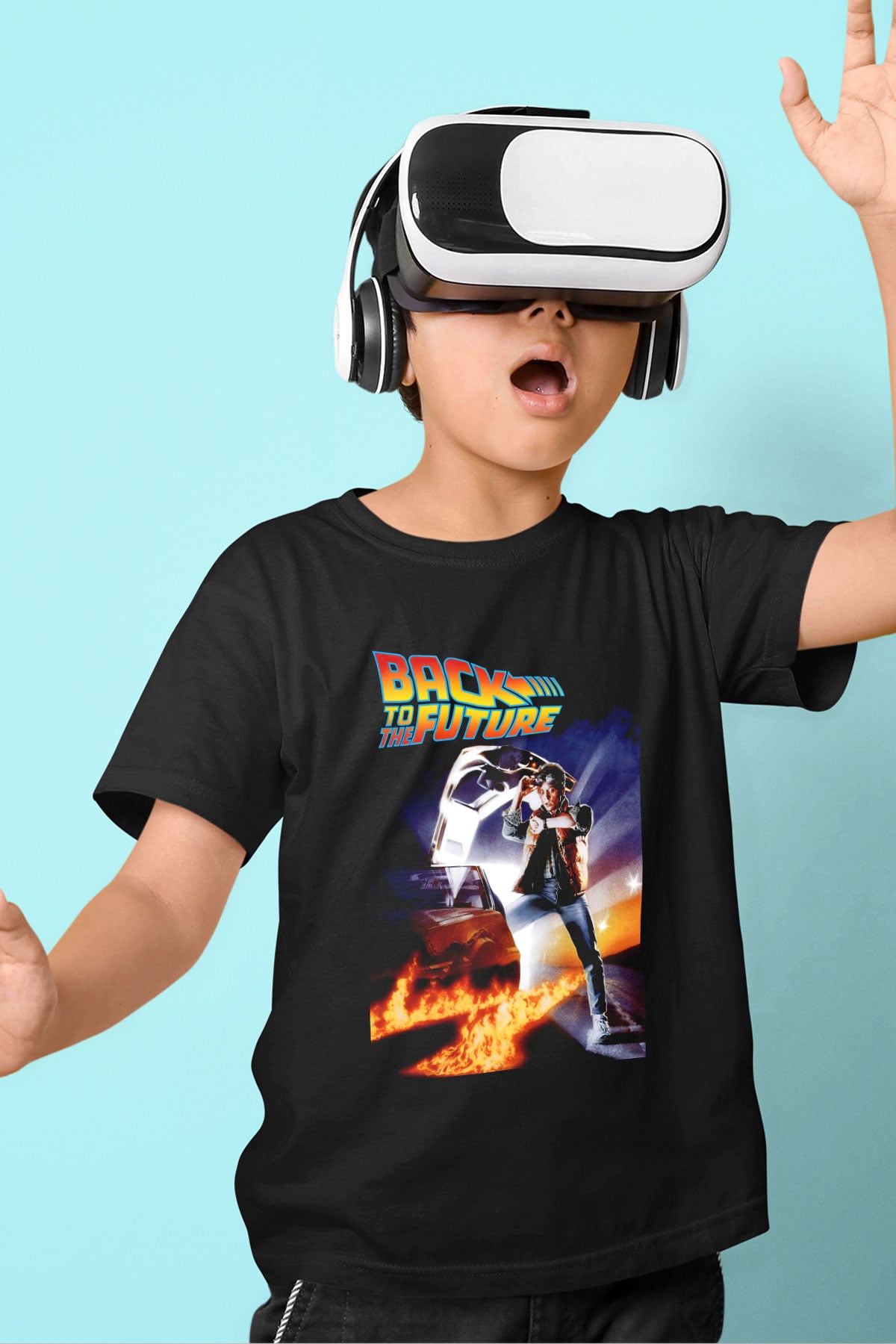 Back to the Future Geleceğe Dönüş Baskılı Siyah Unisex Çocuk Tişört