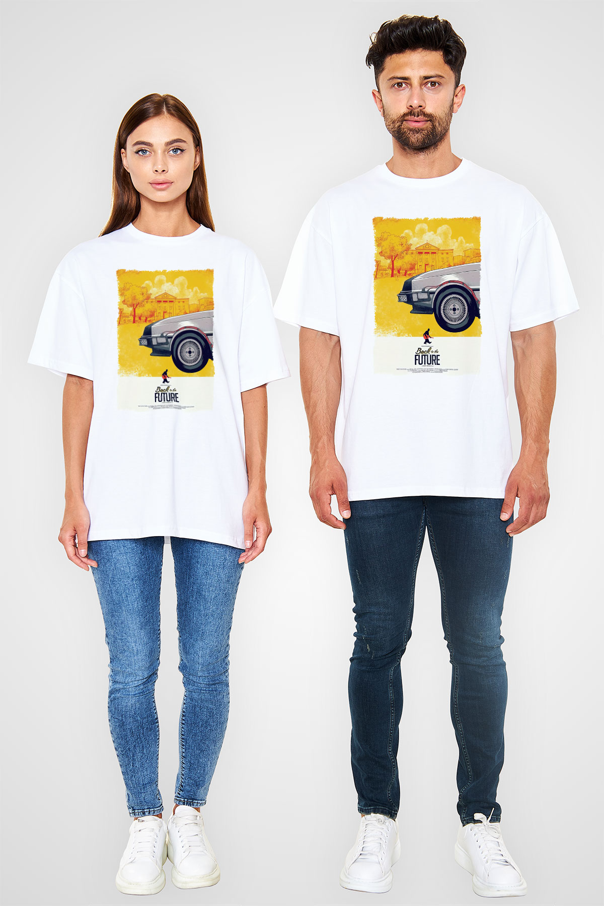 Back to the Future Geleceğe Dönüş Beyaz Oversize Tişört Oversize T-shirt