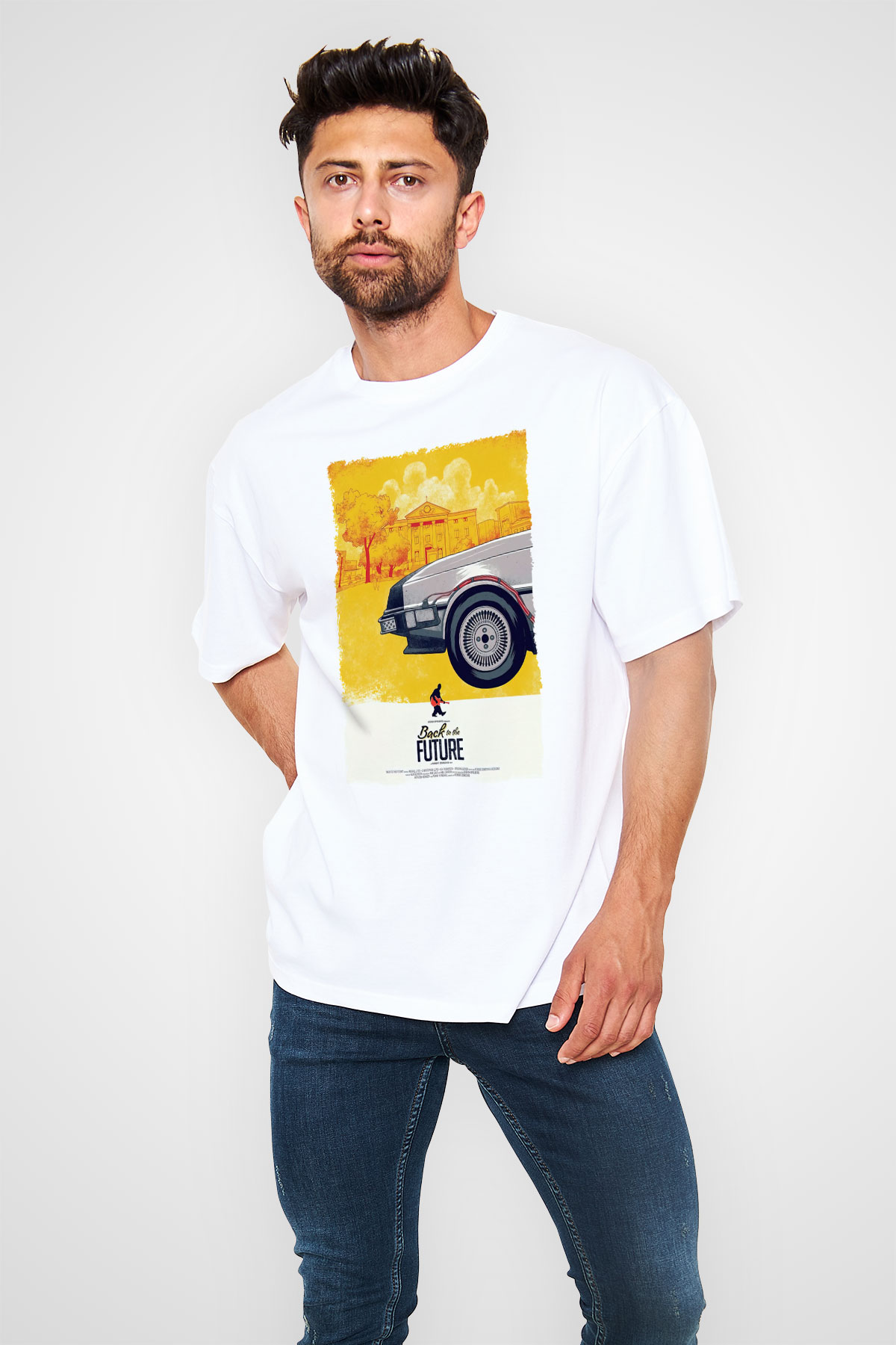 Back to the Future Geleceğe Dönüş Beyaz Oversize Tişört Oversize T-shirt