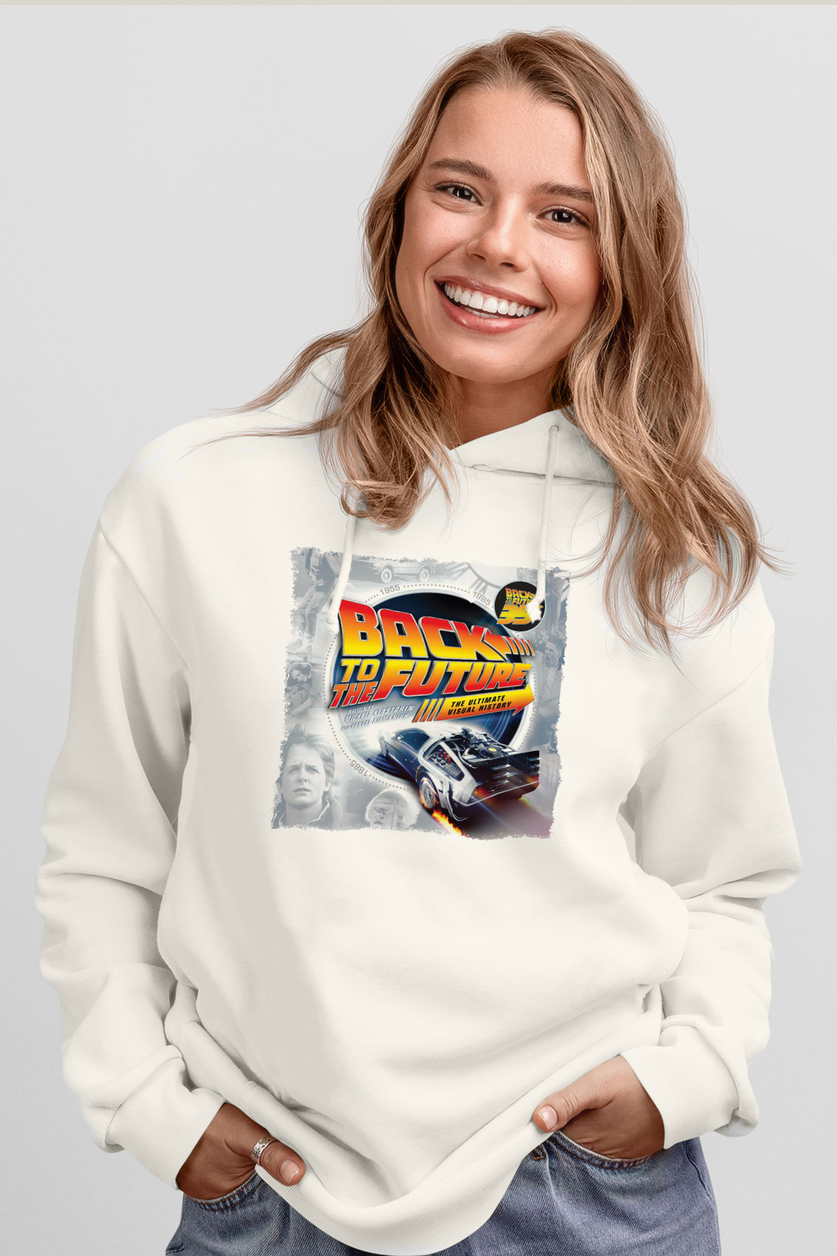 Back to the Future Geleceğe Dönüş Beyaz Unisex Hoodie