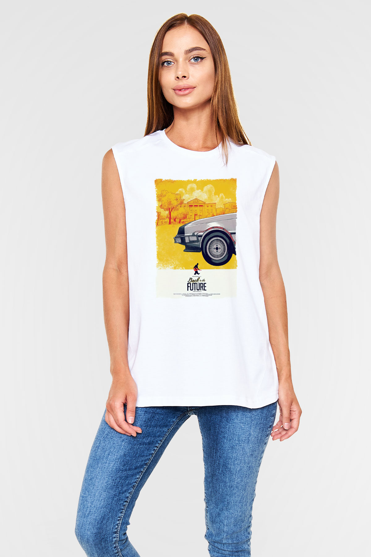 Back to the Future Geleceğe Dönüş Beyaz Unisex Kolsuz Tişört