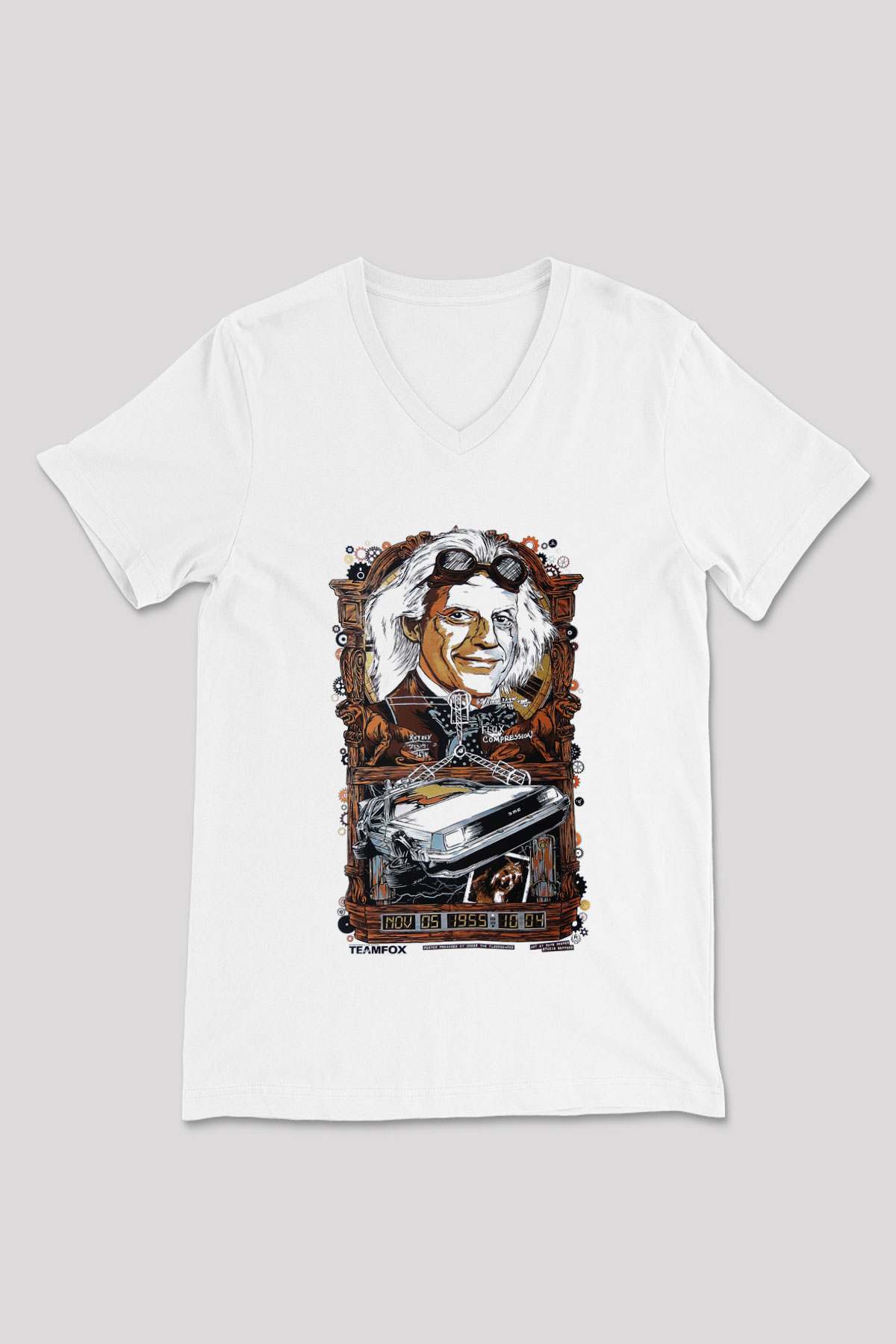 Back to the future Geleceğe Dönüş Beyaz Unisex V Yaka Tişört