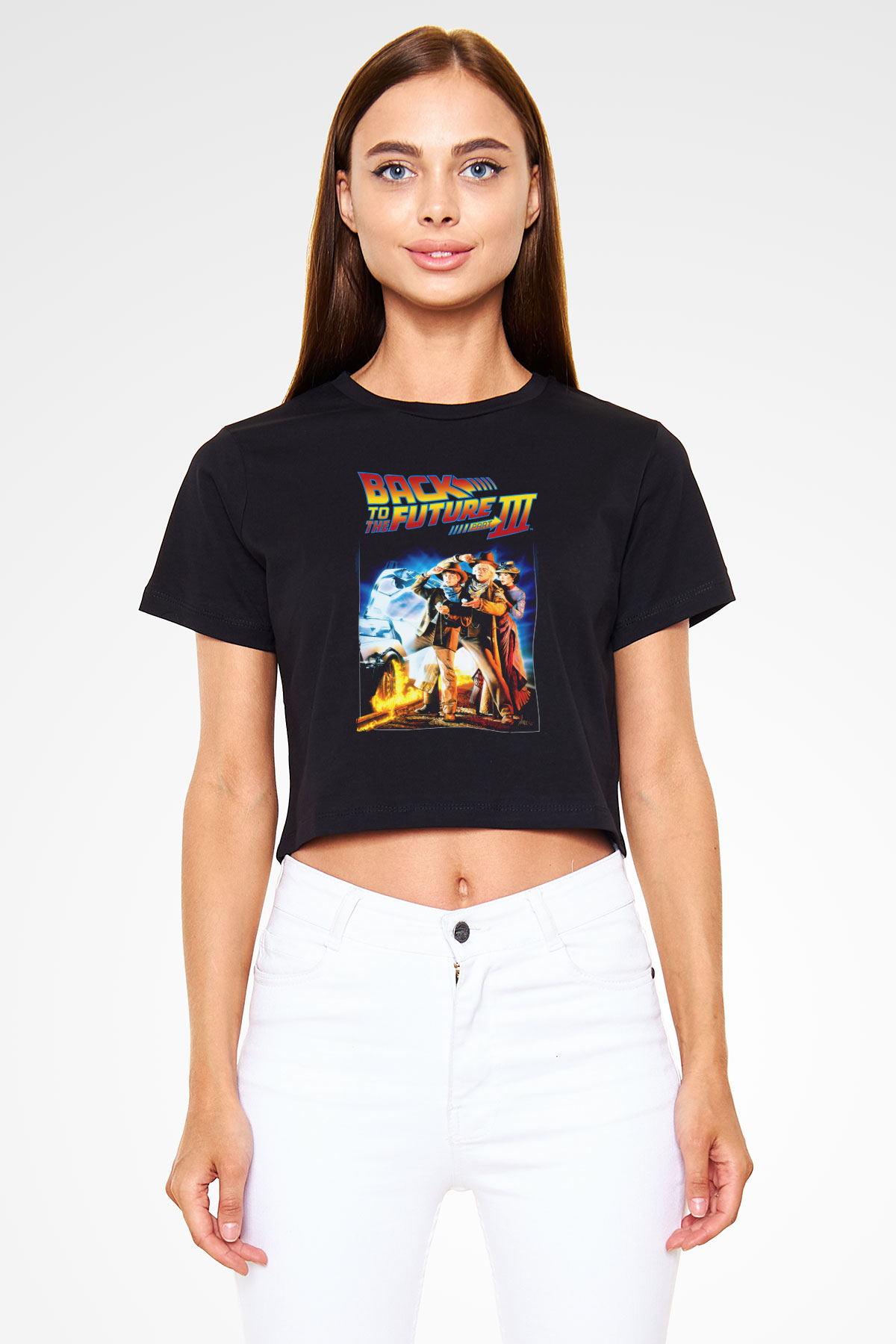 Back to the Future Geleceğe Dönüş Siyah  Crop Top Tişört