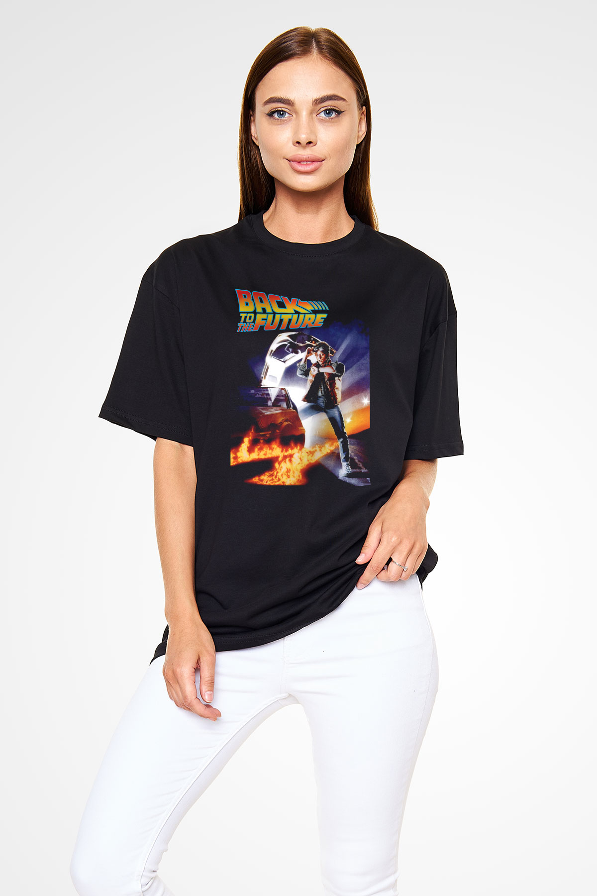 Back to the Future Geleceğe Dönüş Siyah Unisex Oversize Tişört T-Shirt