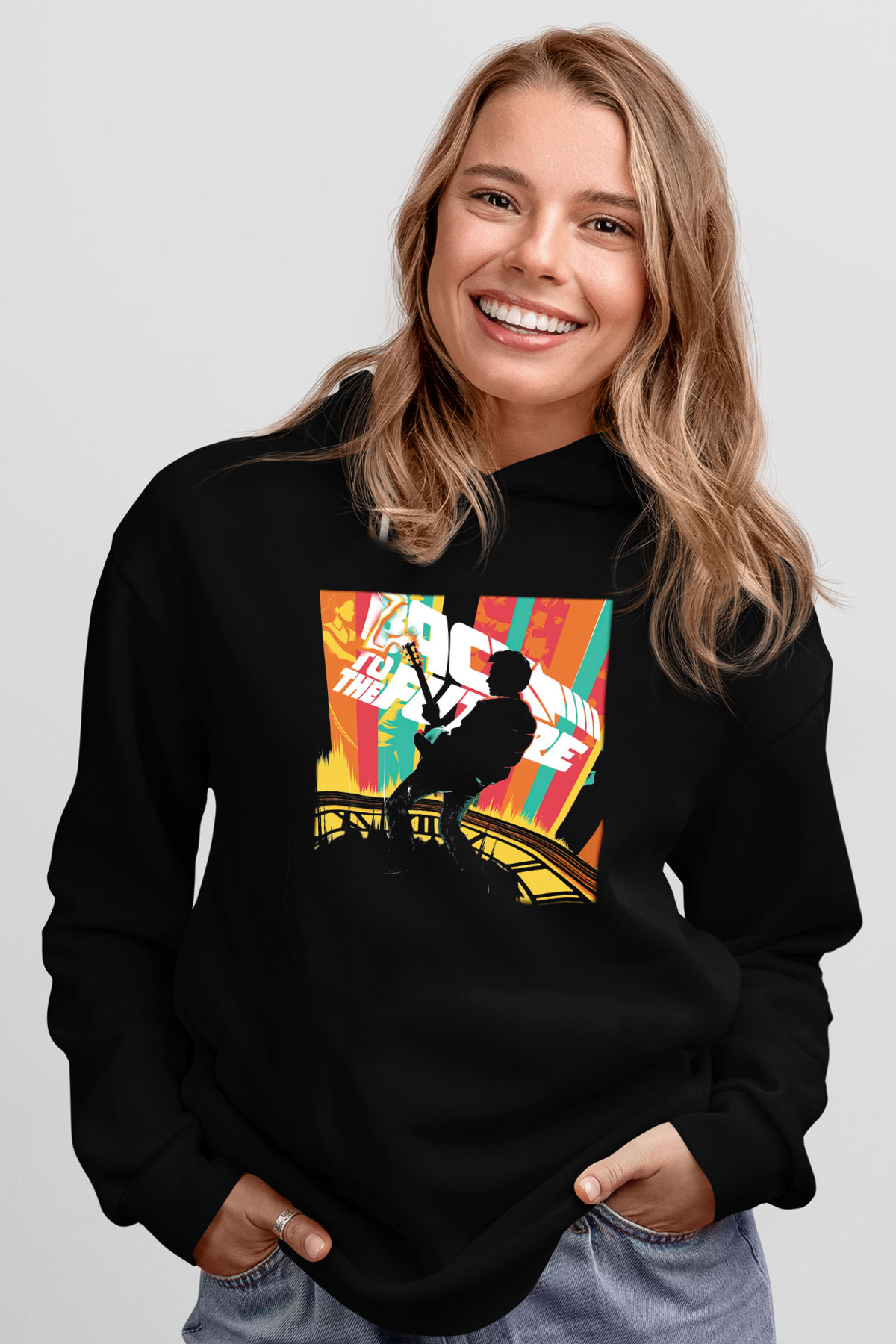 Back to the future Geleceğe Dönüş Siyah Unisex Kapüşonlu Sweatshirt
