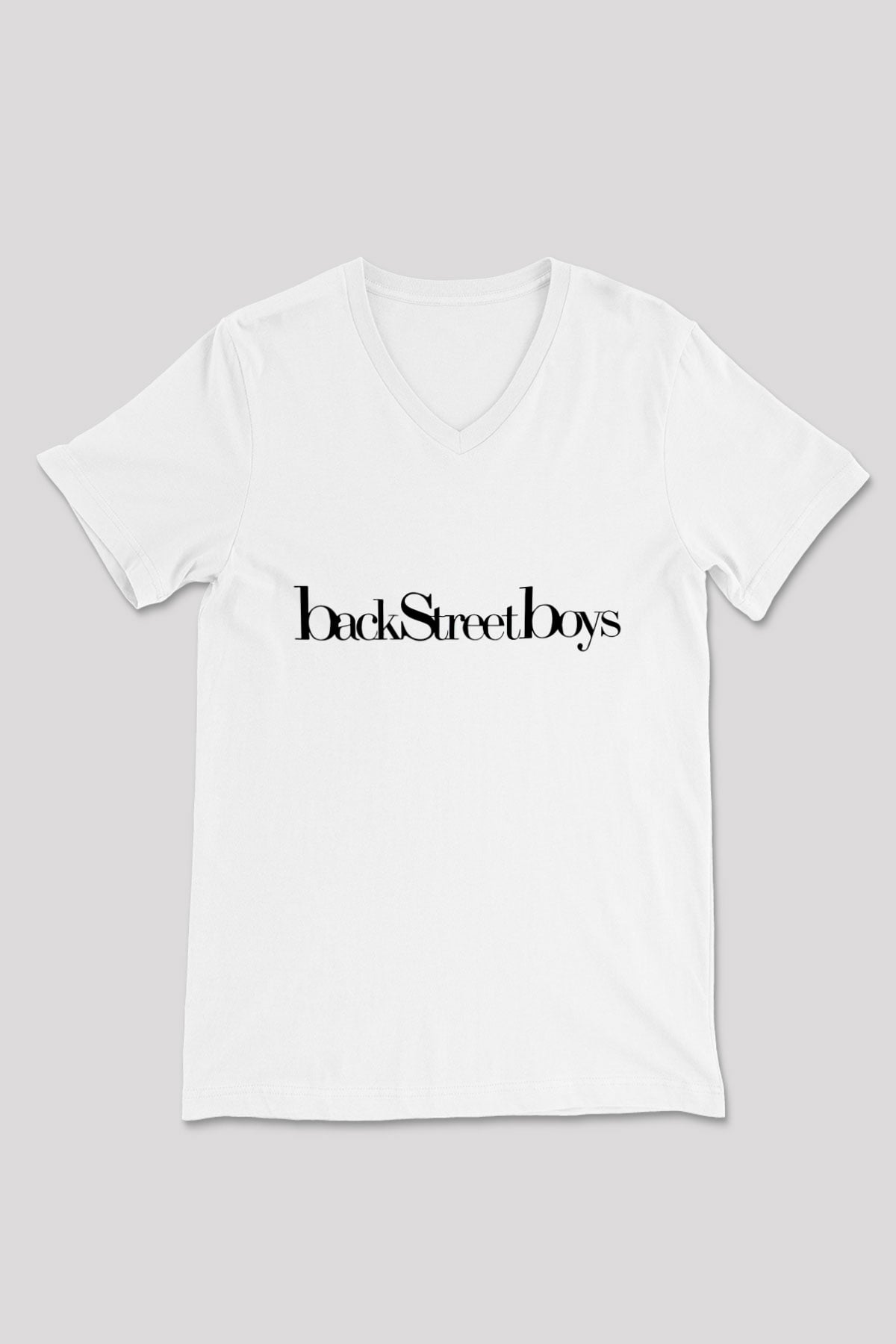 Backstreet Boys Beyaz Unisex V Yaka Tişört T-Shirt