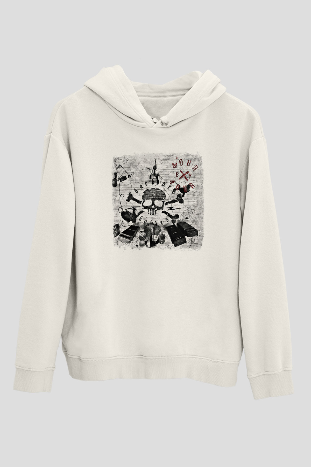 Backyard Babies Baskılı Unisex Beyaz Hoodie