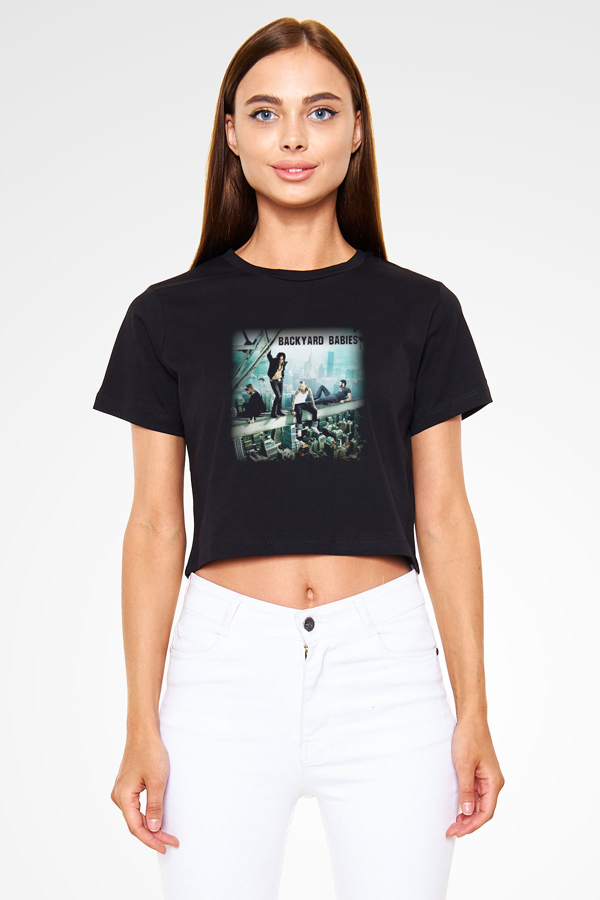 Backyard Babies Siyah Crop Top Tişört