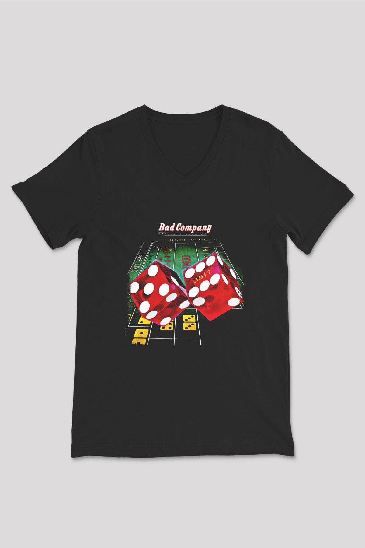 Bad Company Baskılı Unisex Siyah V Yaka Tişört